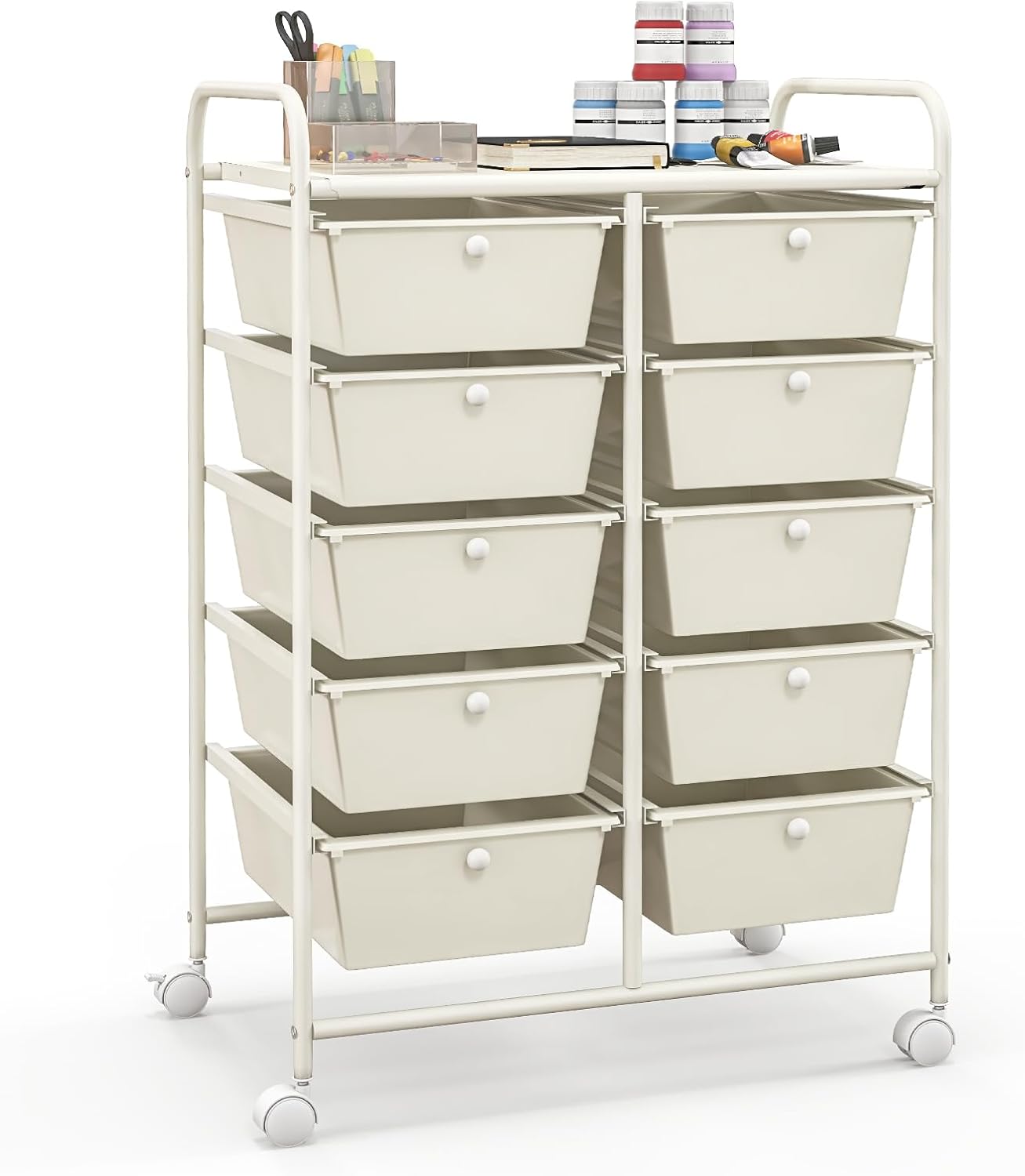 Giantex 15 Drawer Rolling Storage Cart Tools Scrapbook Paper Office School Organizer, Multicolor