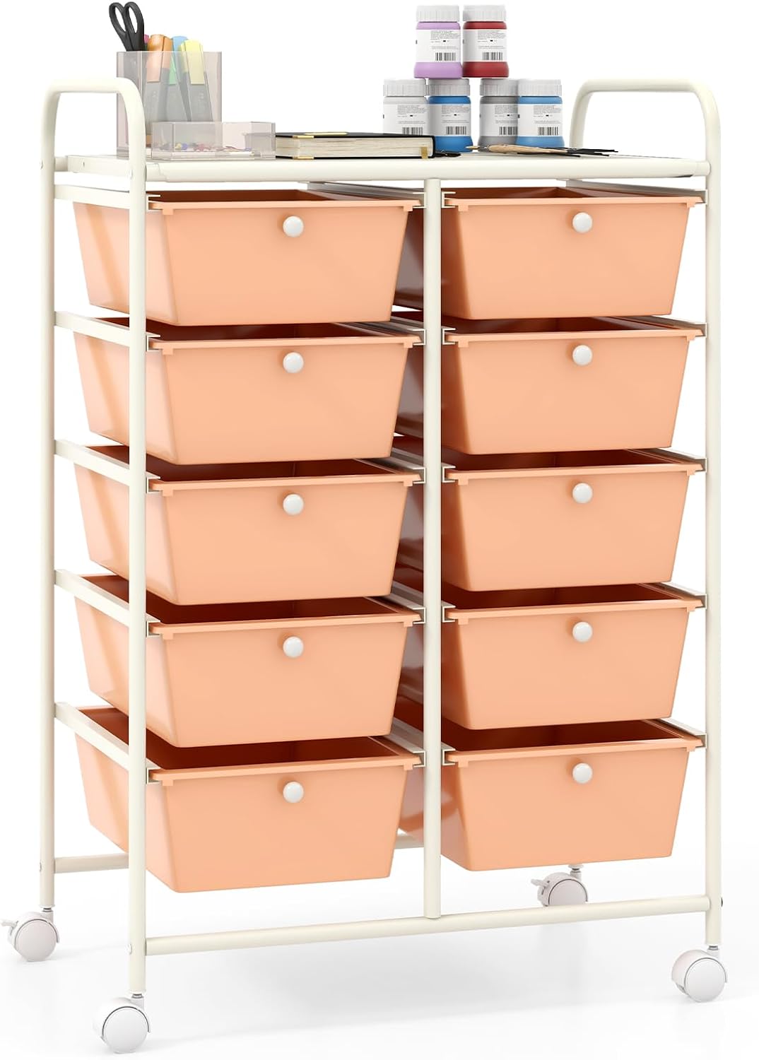 Giantex 15 Drawer Rolling Storage Cart Tools Scrapbook Paper Office School Organizer, Multicolor