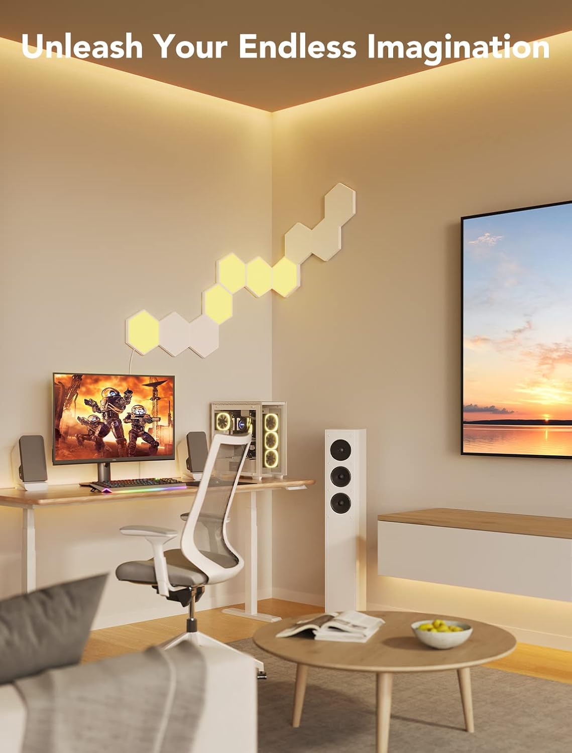 Govee Glide Hexa Light Panels, RGBIC Hexagon LED Wall Lights, Wi-Fi Smart Home Creative Wall Lights with Music Sync