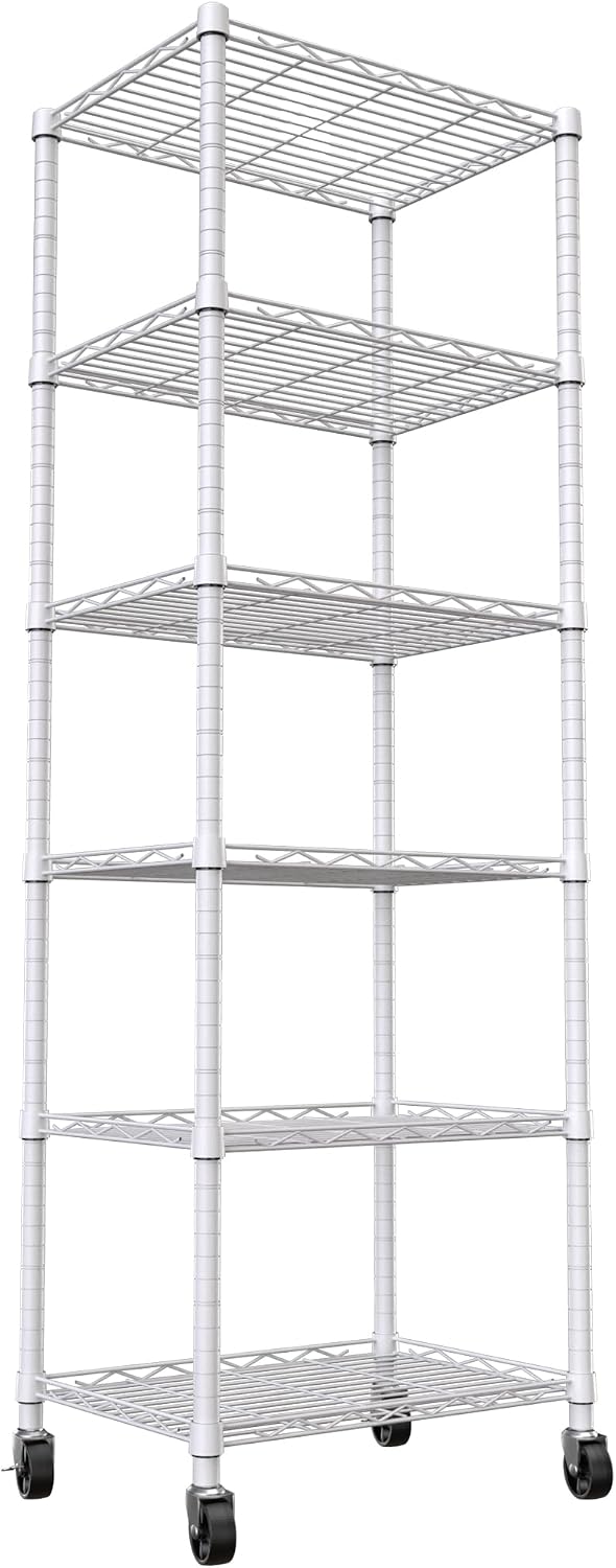 6 Wire Shelving Steel Storage Rack Adjustable Unit Shelves for Laundry Bathroom Kitchen Pantry Closet(Silver, 11.7" D x 16.8" W x 63" H)