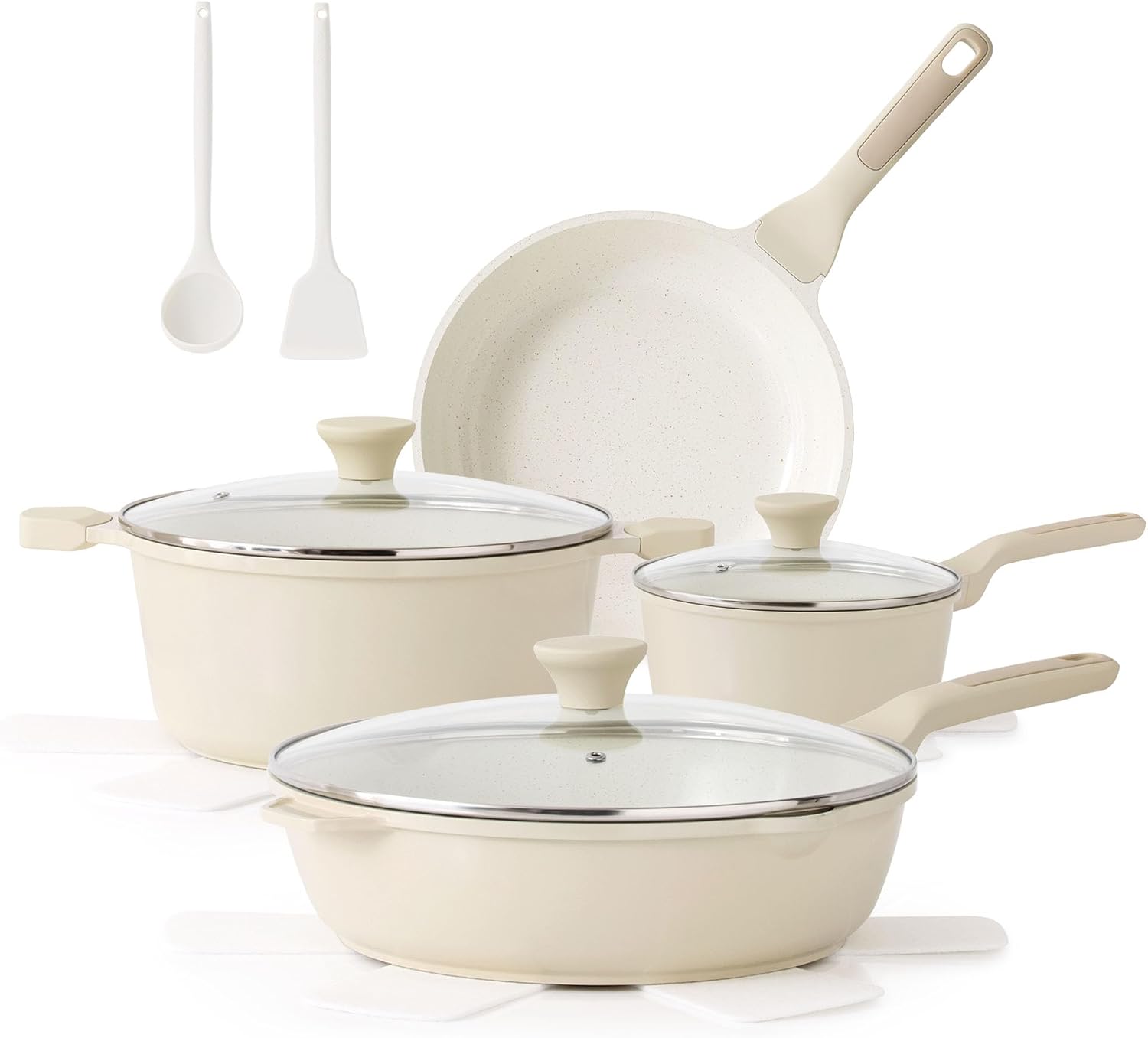 SENSARTE Nonstick Ceramic Cookware Set, 13-Piece Non-toxic Pots and Pans Set, Healthy Kitchen Cooking Set with Stay-Cool Handles