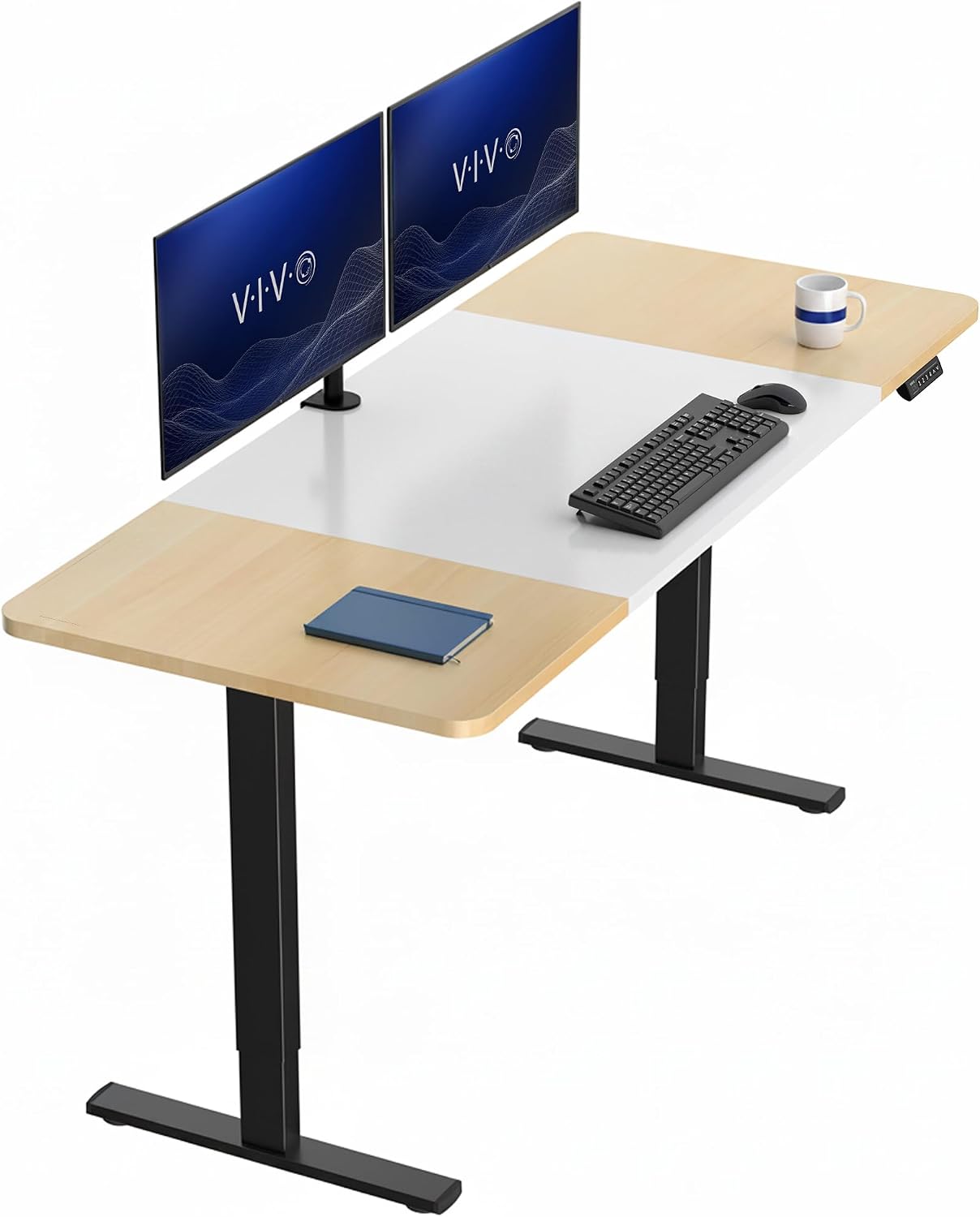 VIVO Electric 63 x 32 in Standing Desk, Memory Height Adjustment, 1B Series, Holds 220 lbs, Dark Walnut Top Black Frame, DESK-KIT-1B1D