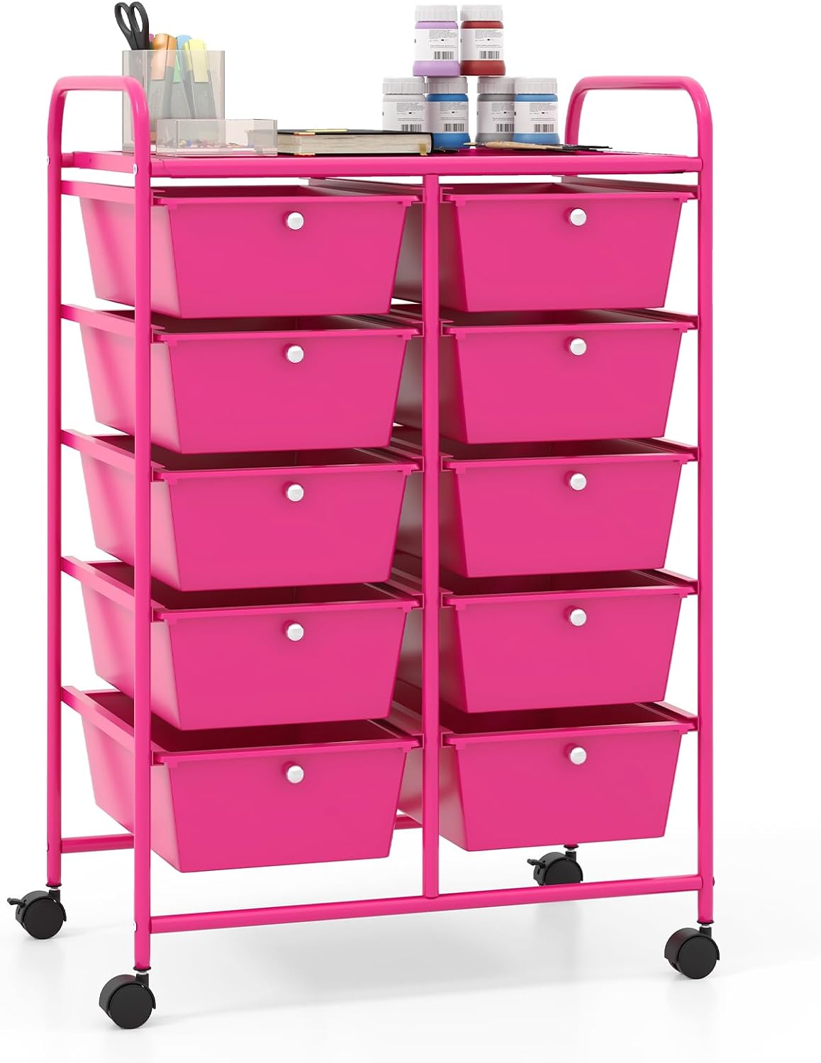 Giantex 15 Drawer Rolling Storage Cart Tools Scrapbook Paper Office School Organizer, Multicolor