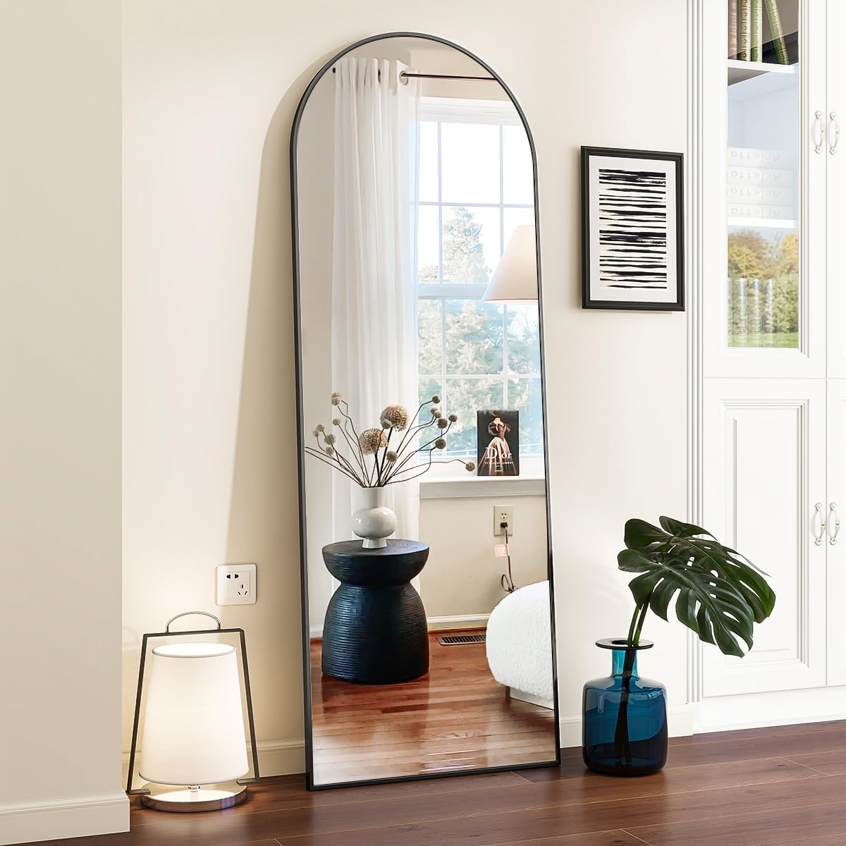 VooBang 35"x78" Gold Large Arched Floor Full Length Dressing Body Mirror, Shatterproof Tempered Glass, Modern Minimalist Chic Room Decor