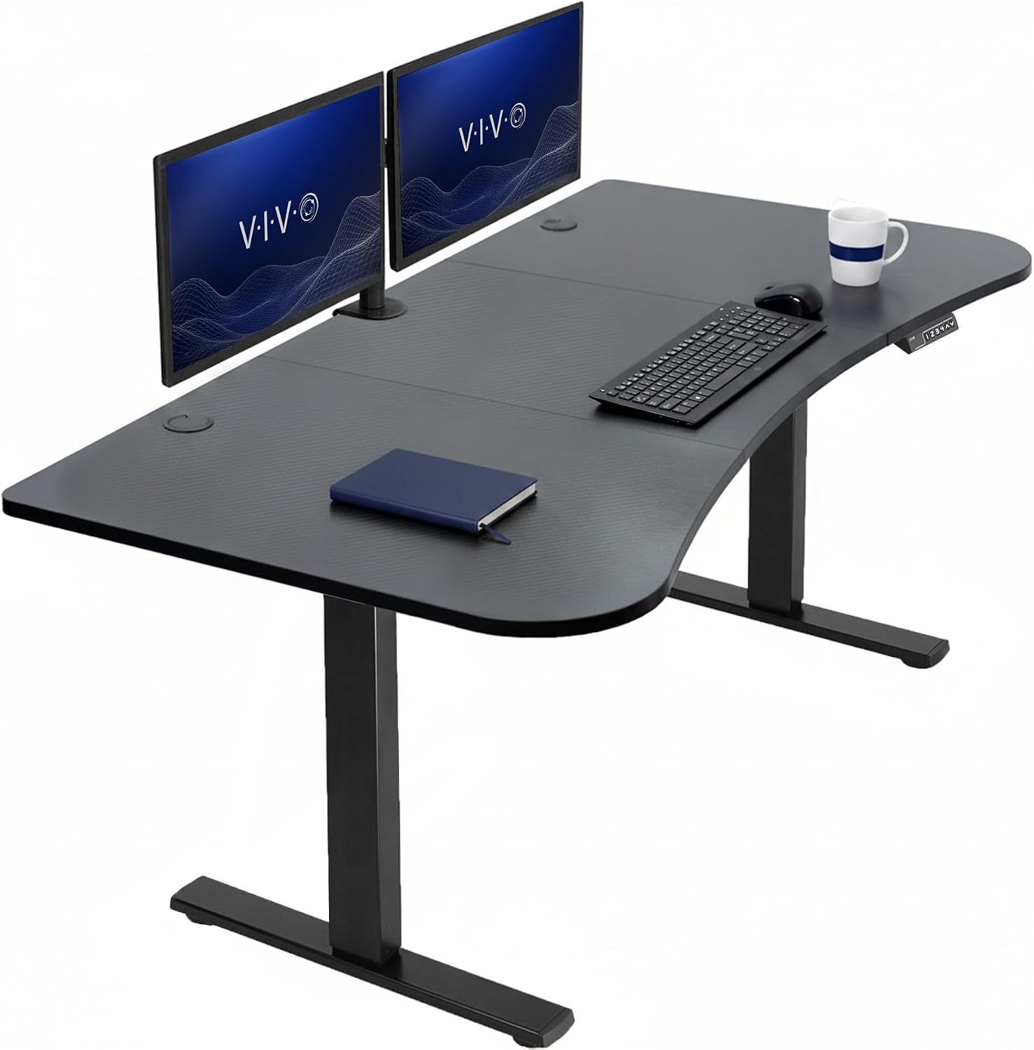 VIVO Electric 63 x 32 in Standing Desk, Memory Height Adjustment, 1B Series, Holds 220 lbs, Dark Walnut Top Black Frame, DESK-KIT-1B1D