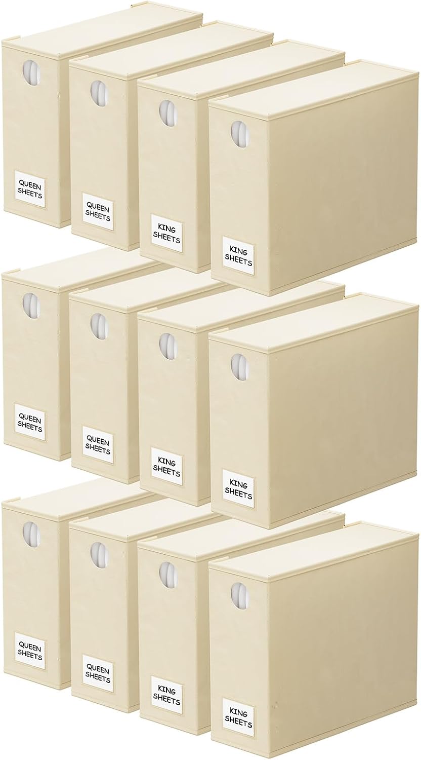 SpaceAid 8 Pack Bed Sheet Organizers and Storage, Foldable Sheet Organizer for Linen Closet