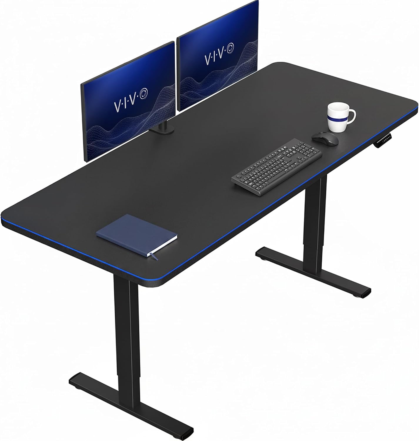 VIVO Electric 63 x 32 in Standing Desk, Memory Height Adjustment, 1B Series, Holds 220 lbs, Dark Walnut Top Black Frame, DESK-KIT-1B1D