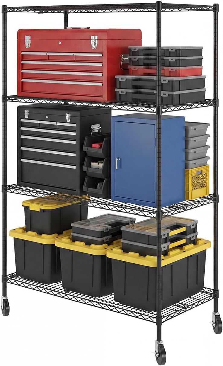 SafeRacks NSF 4-Tier Heavy Duty Steel Wire Rack with Wheels (24"x60"x72")