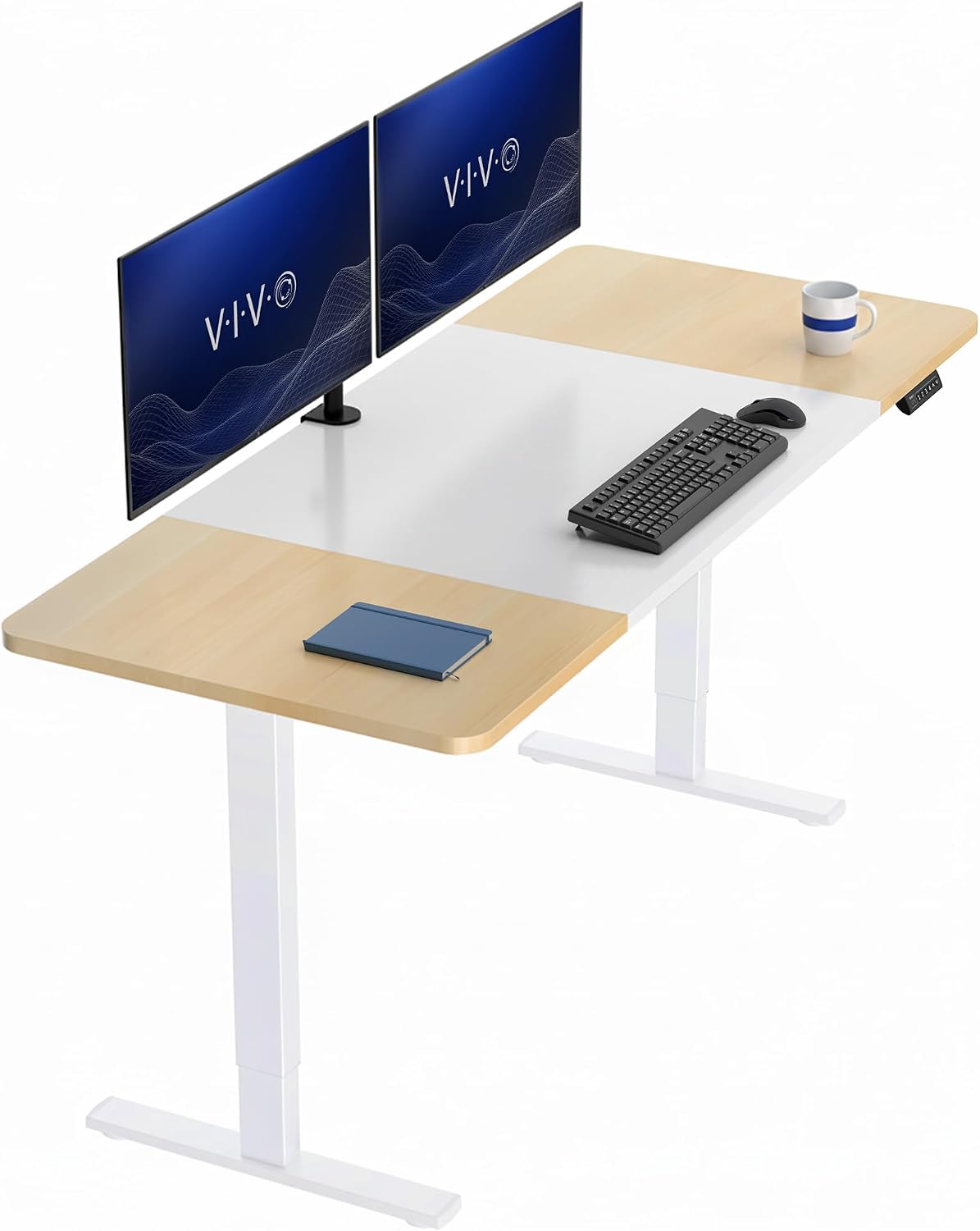 VIVO Electric 63 x 32 in Standing Desk, Memory Height Adjustment, 1B Series, Holds 220 lbs, Dark Walnut Top Black Frame, DESK-KIT-1B1D