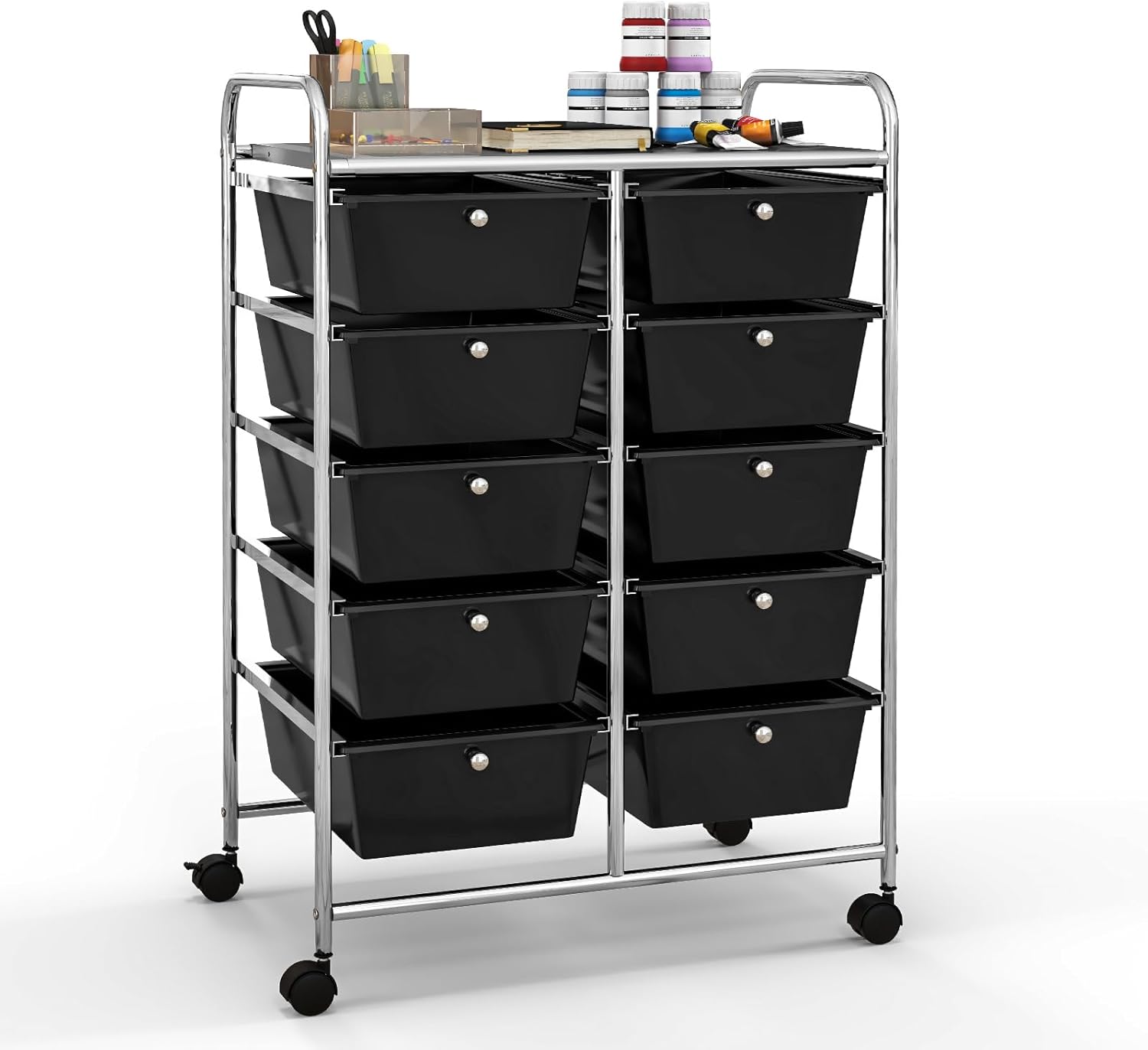 Giantex 15 Drawer Rolling Storage Cart Tools Scrapbook Paper Office School Organizer, Multicolor