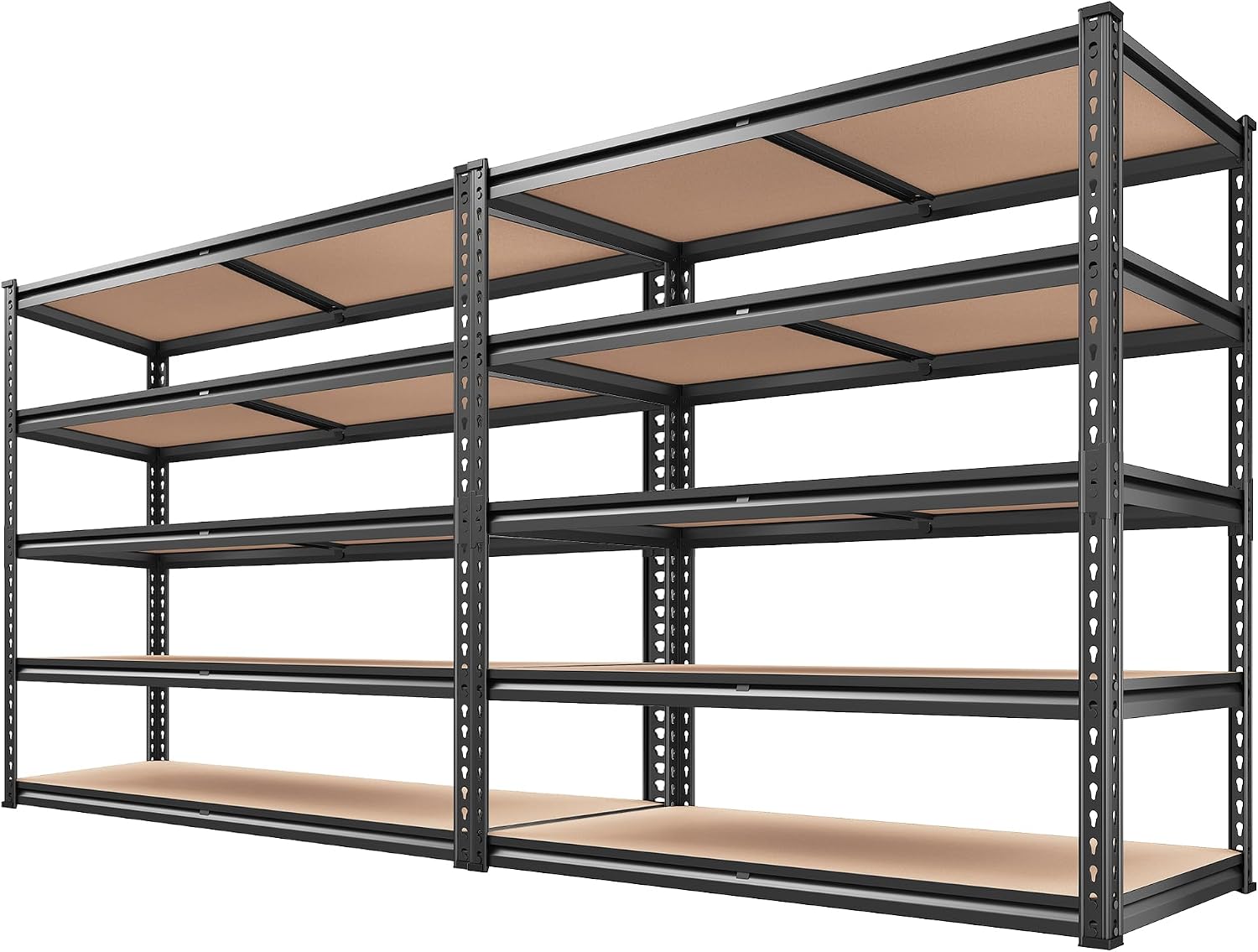 REIBII 2500LBS Garage Shelving, 40"W Rust-Proof Storage Shelves For Basement, 5-Tier Metal Shelving, Waterproof, Adjustable Pantry Shelves