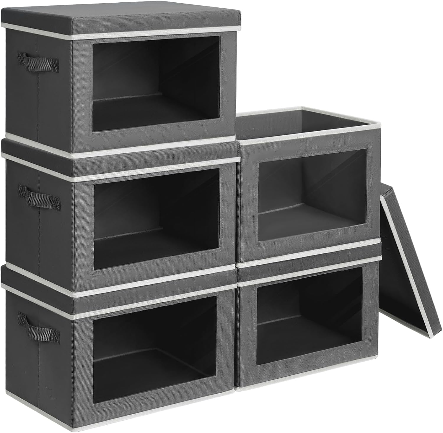 Homsorout Storage Bins with Lids - Large Decorative Basket with Lids, Fabric Foldable Closet Organizer Bins, Stackable Shelf Organizer for Living Room