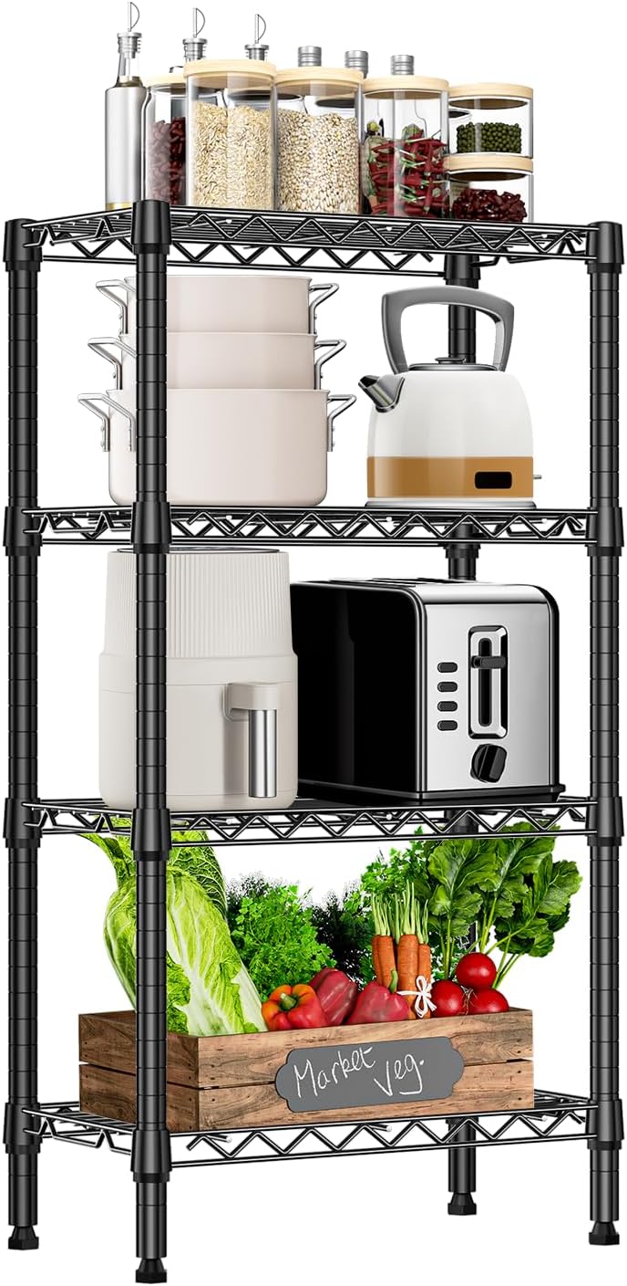 M MZG 5-Shelf Storage Shelves, Wire Shelving Heavy Duty Metal Storage Shelving Unit Adjustable Garage Shelving Rack Pantry Kitchen (Chrome, 5 Tier