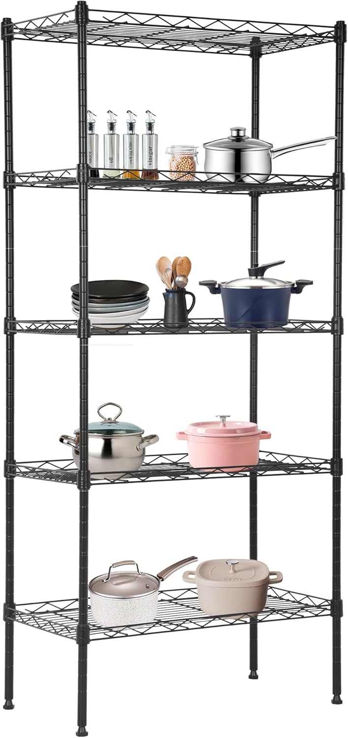 BestOffice, 4-Tier Wire Storage Shelves, 36x14x54, Chrome, with Adjustable Racks, Heavy-Duty Metal Shelf, Holds Up to 1000 lbs, No-Tool Assembly