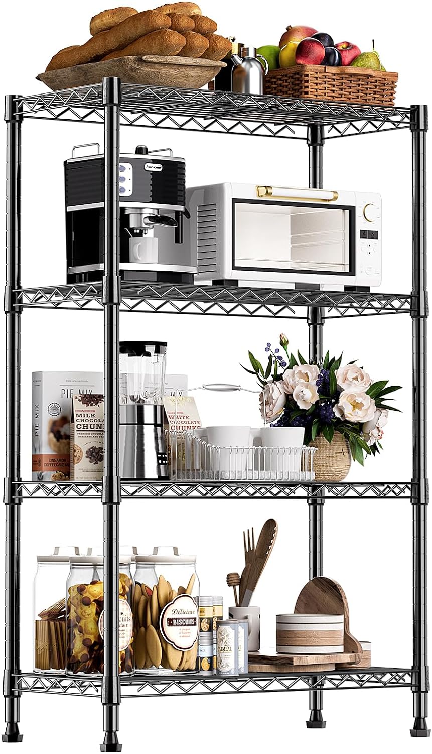 M MZG 750 lbs 3 Tier Shelf Metal Storage Shelves Wire Rack Closet Organizers with PP Board for Garage Kitchen Bathroom Laundry Chrome 11.8" D x 21.7"