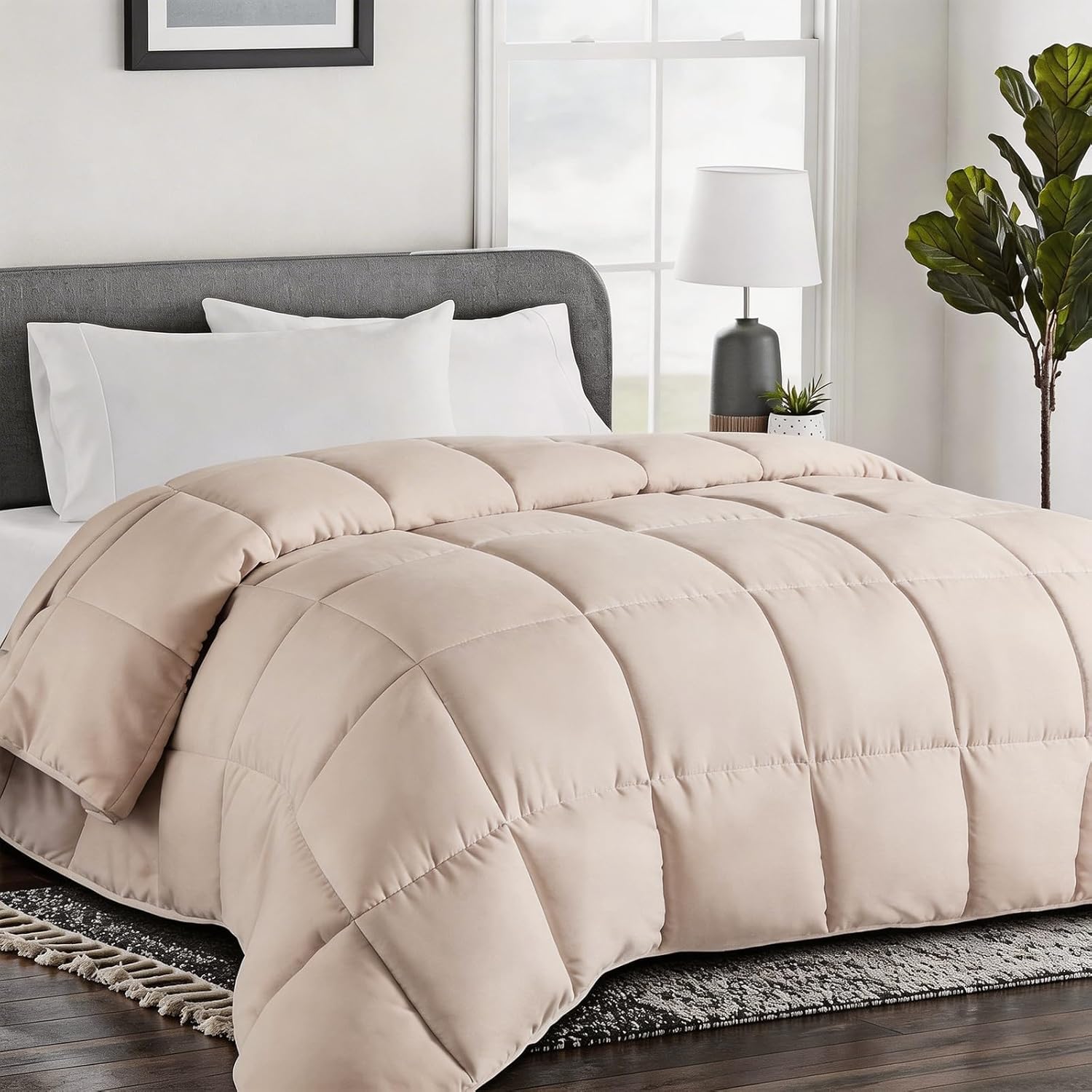 COHOME Oversized King Cooling Comforter - Down Alternative Duvet Insert, All-Season Quilted Comforter, Luxury Hotel Breathable Soft Blanket