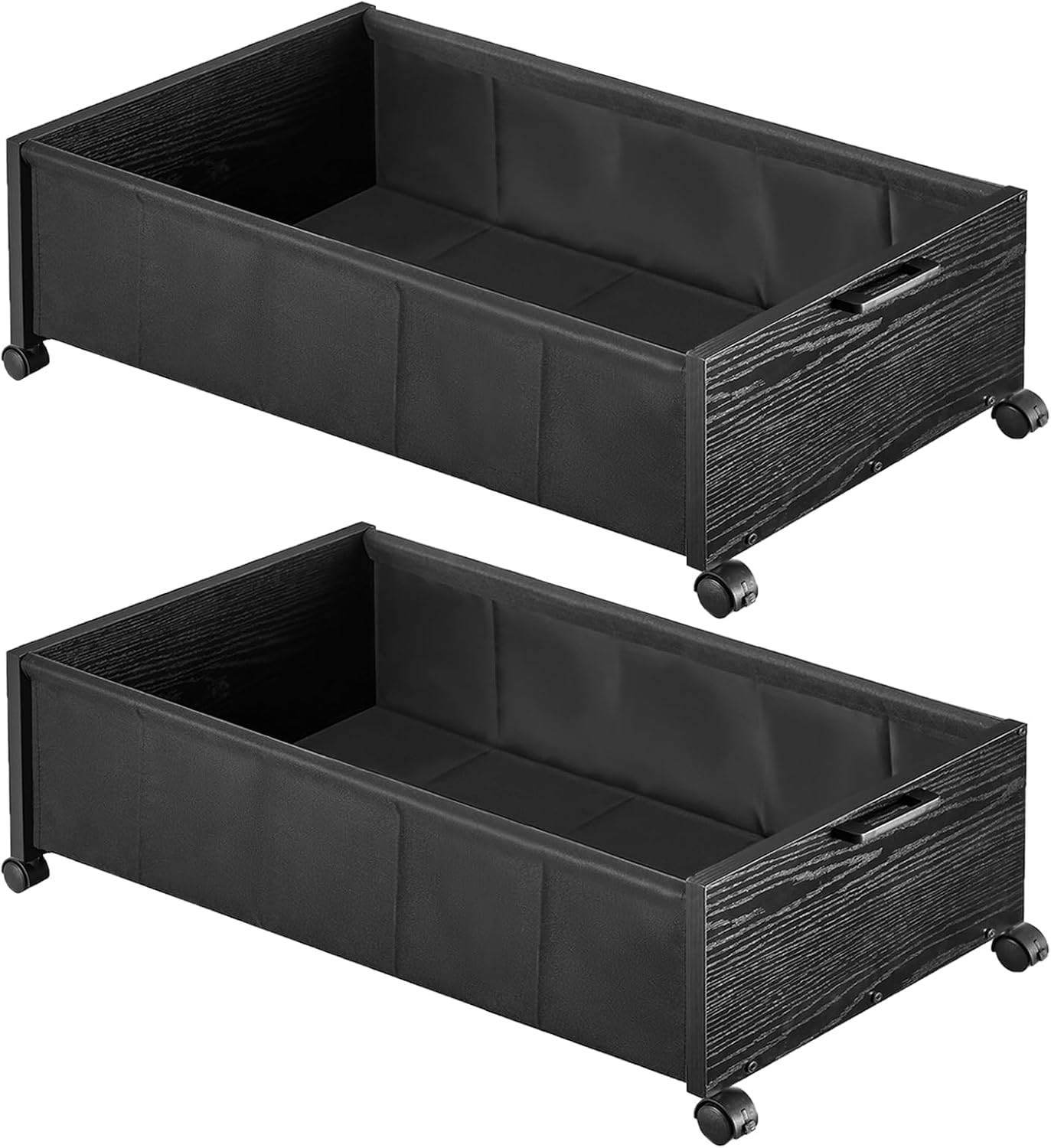 FOUCSSOMEI Under Bed Storage with Wheels, Wooden Under Bed Drawers On Wheels, Rolling Under Bed Shoe Storage, Space Saving, Rustic Brown, 90L
