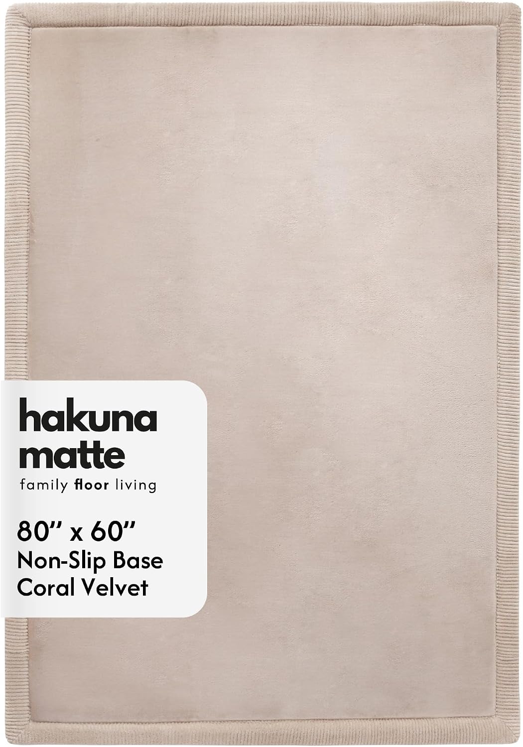 Hakuna Matte CloudSoft Mat for Floor 60" x 80" Beige, Coral Velvet high-density foam Rug - Non-Slip, Water-Resistant