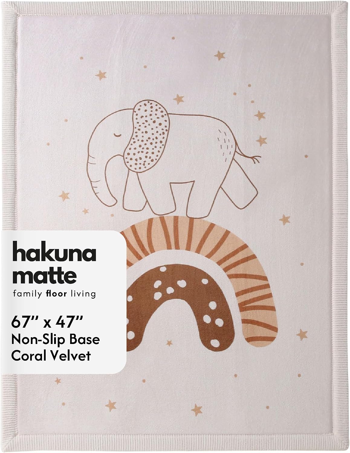 Hakuna Matte CloudSoft Mat for Floor 60" x 80" Beige, Coral Velvet high-density foam Rug - Non-Slip, Water-Resistant