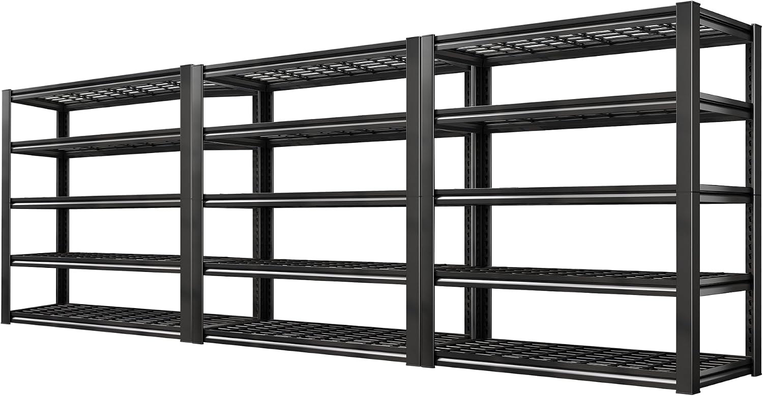 REIBII 72" H Garage Shelving 3200 LBS Capacity Adjustable Storage Shelves, Ventilation Mesh Panel, Heavy Duty Commercial Use
