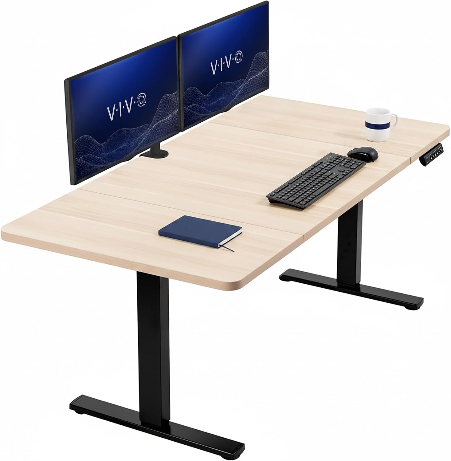 VIVO Electric 63 x 32 in Standing Desk, Memory Height Adjustment, 1B Series, Holds 220 lbs, Dark Walnut Top Black Frame, DESK-KIT-1B1D