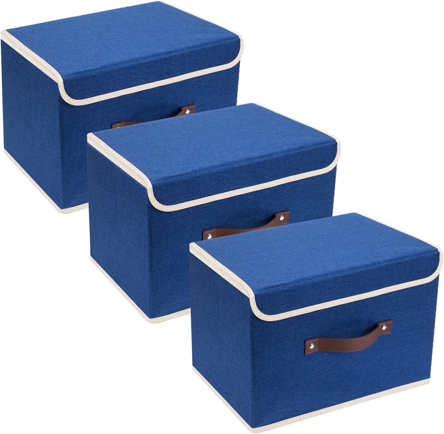 TYEERS Foldable Storage Boxes with Lids 5 Pack Fabric Storage Bins with Lids, Closet Organizers for Clothes Storage, Room Organization, Office Storage