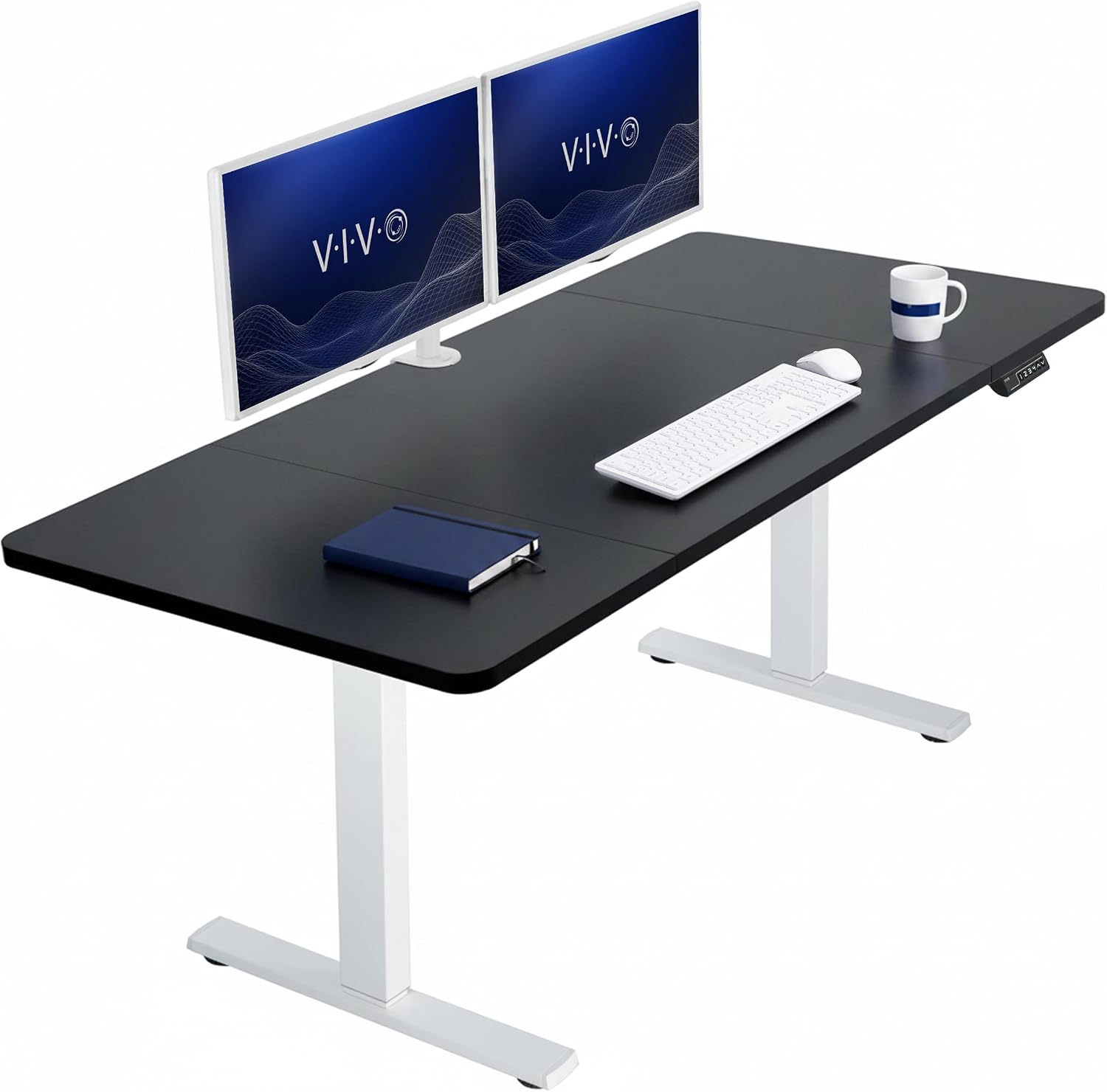 VIVO Electric 63 x 32 in Standing Desk, Memory Height Adjustment, 1B Series, Holds 220 lbs, Dark Walnut Top Black Frame, DESK-KIT-1B1D