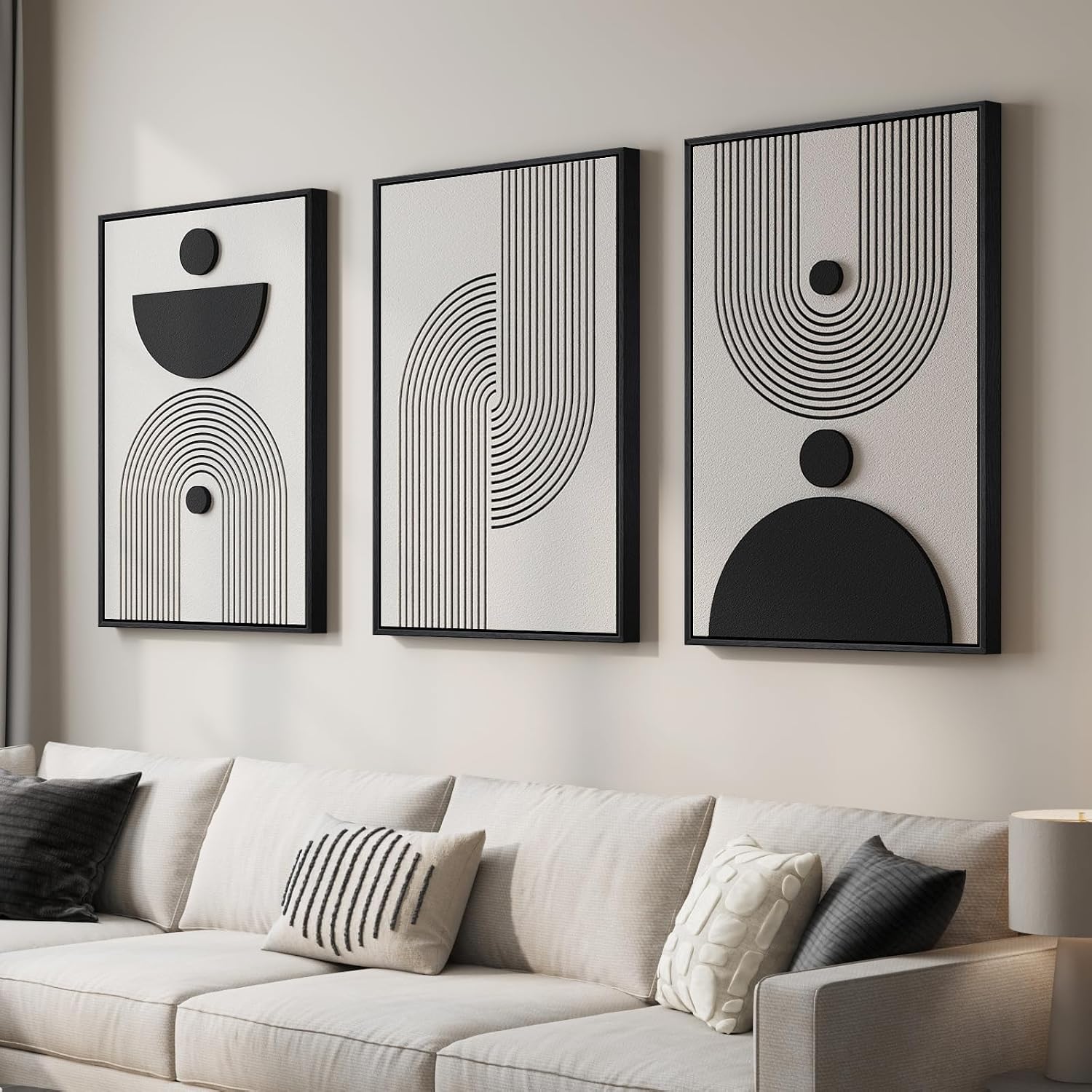3D Wood Textured Large Neutral Abstract Wall Art, Modern Beige Brown Geometric Paintings Artwork for Walls-Minimalist Wooden Wall Art Decor for Living