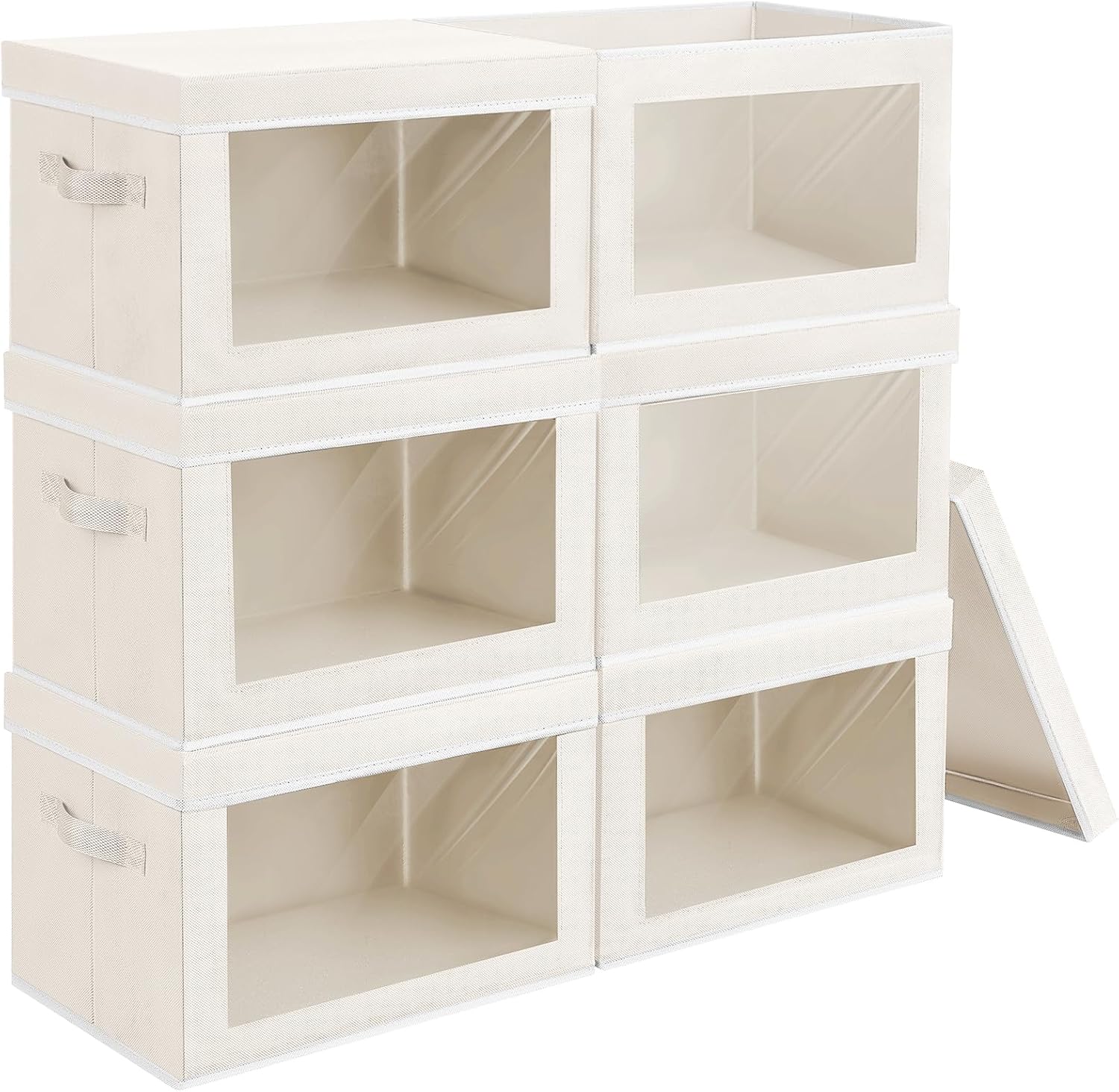 Homsorout Storage Bins with Lids - Large Decorative Basket with Lids, Fabric Foldable Closet Organizer Bins, Stackable Shelf Organizer for Living Room