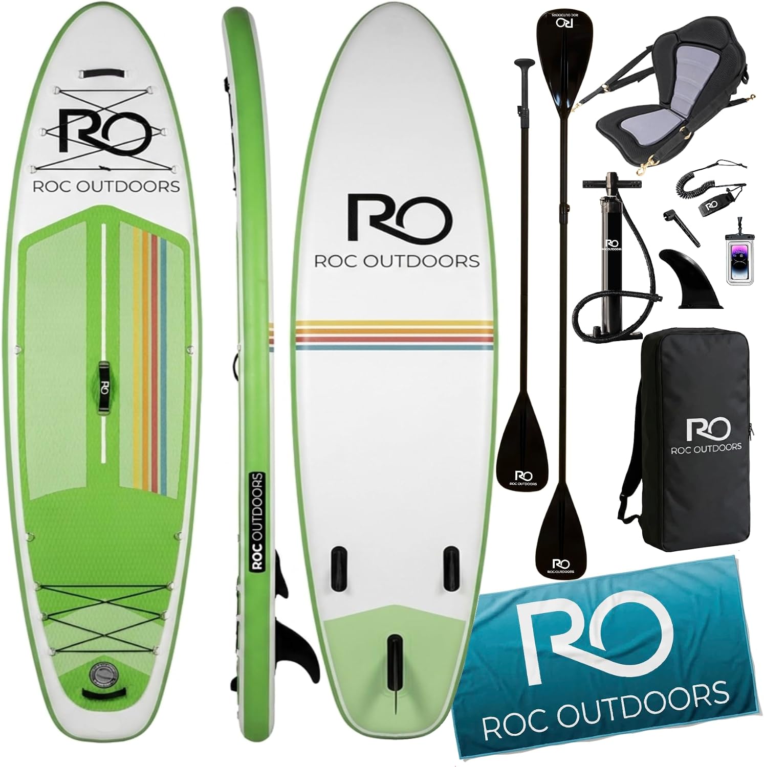Roc Inflatable Stand Up Paddle Board 10' 6" with Premium SUP Paddle Board Accessories, Wide Stable Design, Non-Slip Comfort Deck for Youth and Adults