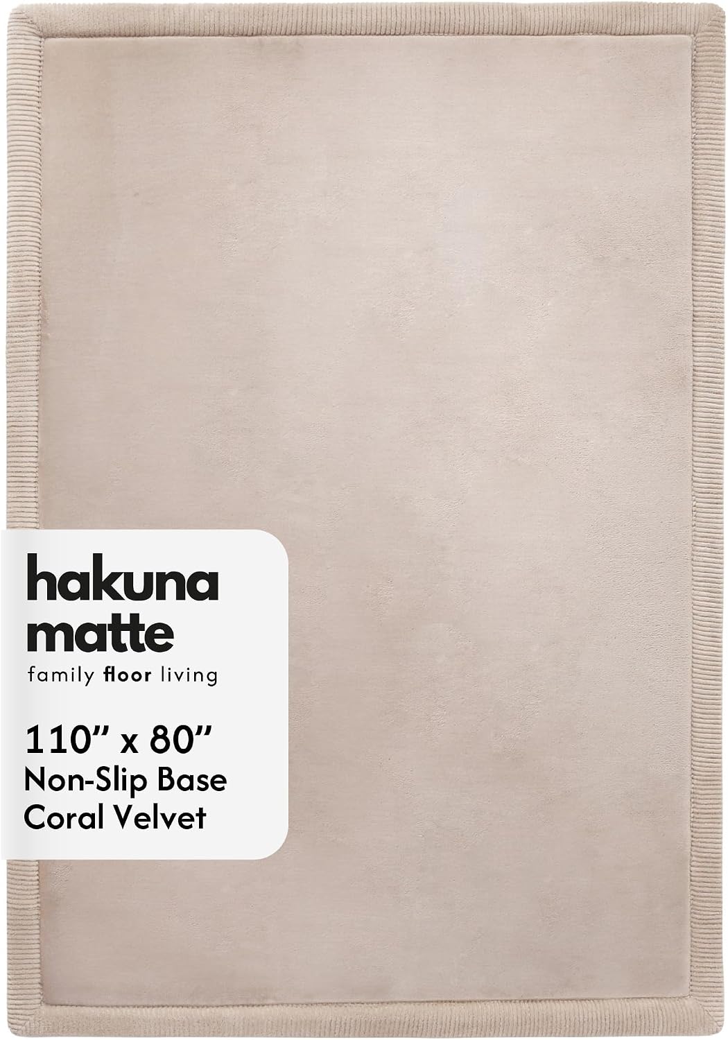 Hakuna Matte CloudSoft Mat for Floor 60" x 80" Beige, Coral Velvet high-density foam Rug - Non-Slip, Water-Resistant