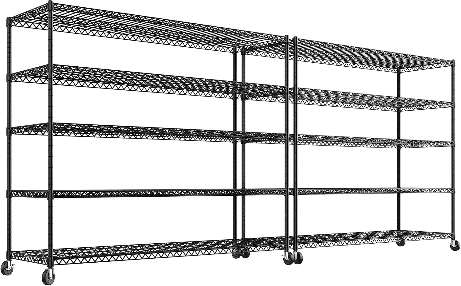 REIBII 3200LBS Storage Shelves Wire Shelving with Wheels, Adjustable Garage Shelving Heavy Duty Steel Metal Shelving Unit Shelf Rack for Warehouses