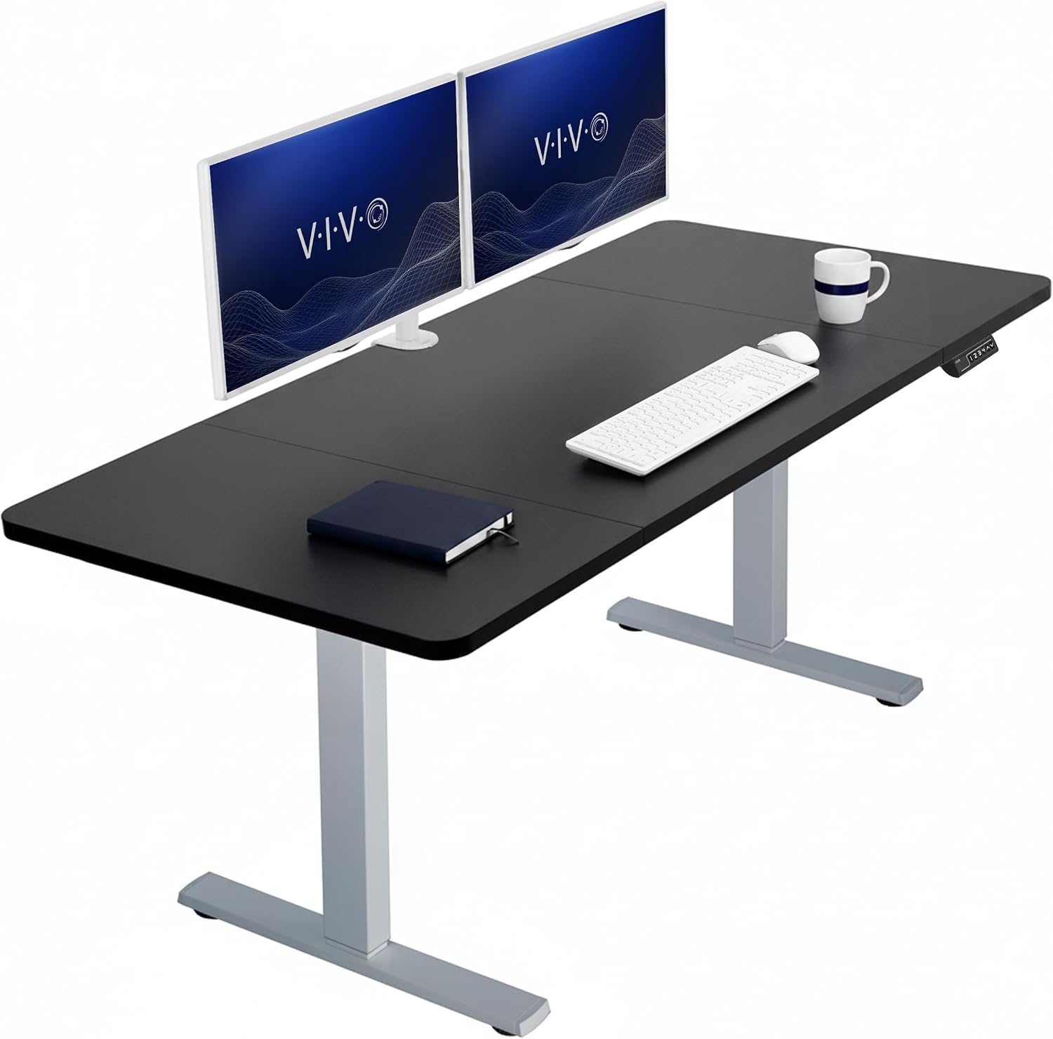 VIVO Electric 63 x 32 in Standing Desk, Memory Height Adjustment, 1B Series, Holds 220 lbs, Dark Walnut Top Black Frame, DESK-KIT-1B1D