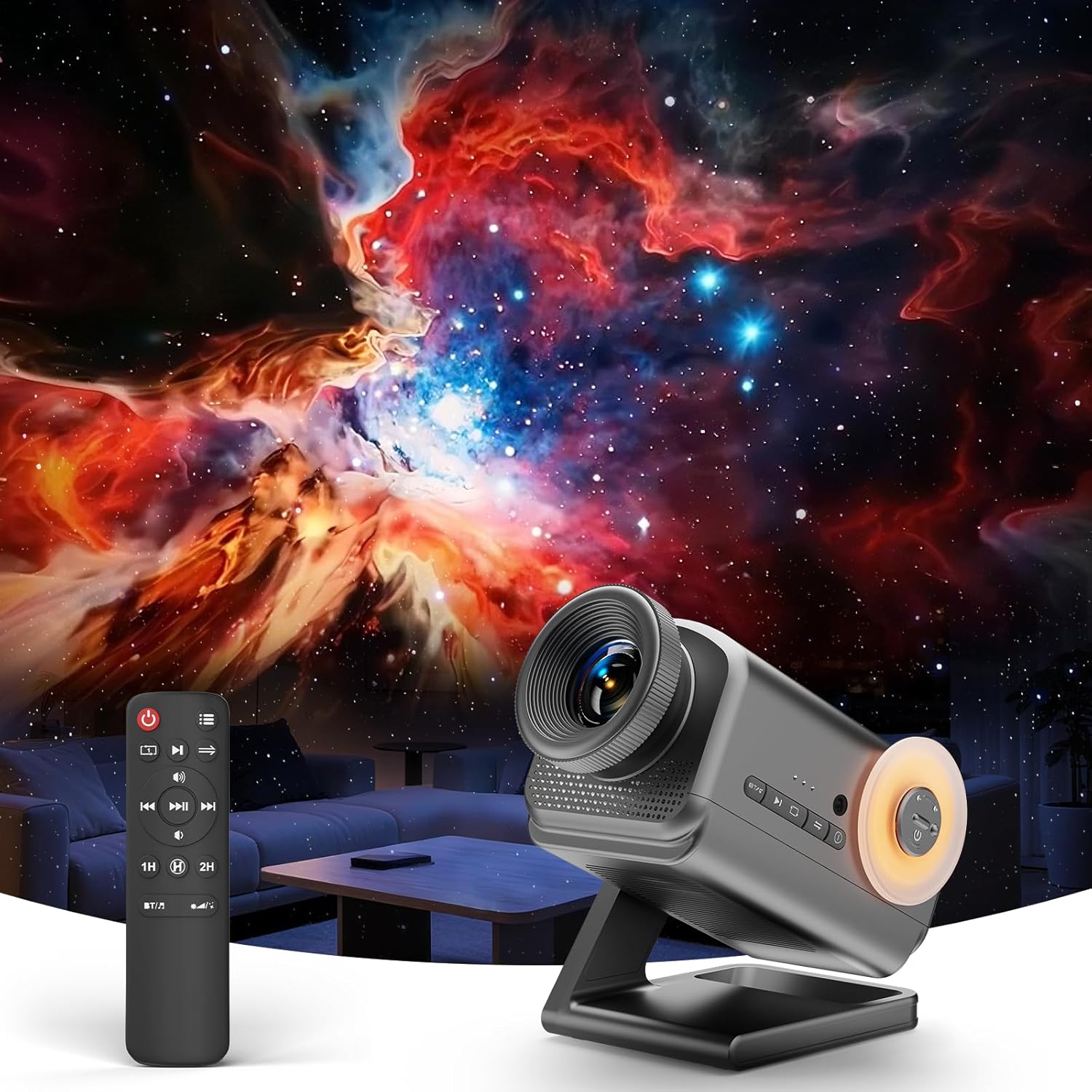 Rossetta 3D Projector with 60 Scenes, Galaxy Star Projector for Room Decor, Bluetooth Speaker, 1H/2H Timer and Remote, Night Light for Bedroom, Party