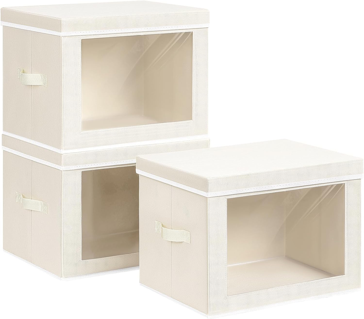 Homsorout Storage Bins with Lids - Large Decorative Basket with Lids, Fabric Foldable Closet Organizer Bins, Stackable Shelf Organizer for Living Room