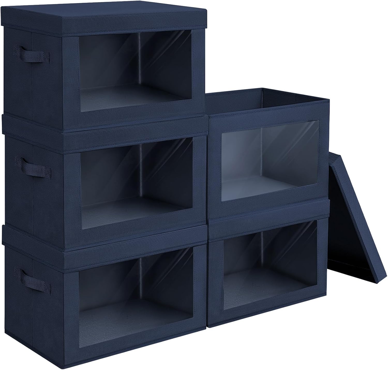 Homsorout Storage Bins with Lids - Large Decorative Basket with Lids, Fabric Foldable Closet Organizer Bins, Stackable Shelf Organizer for Living Room