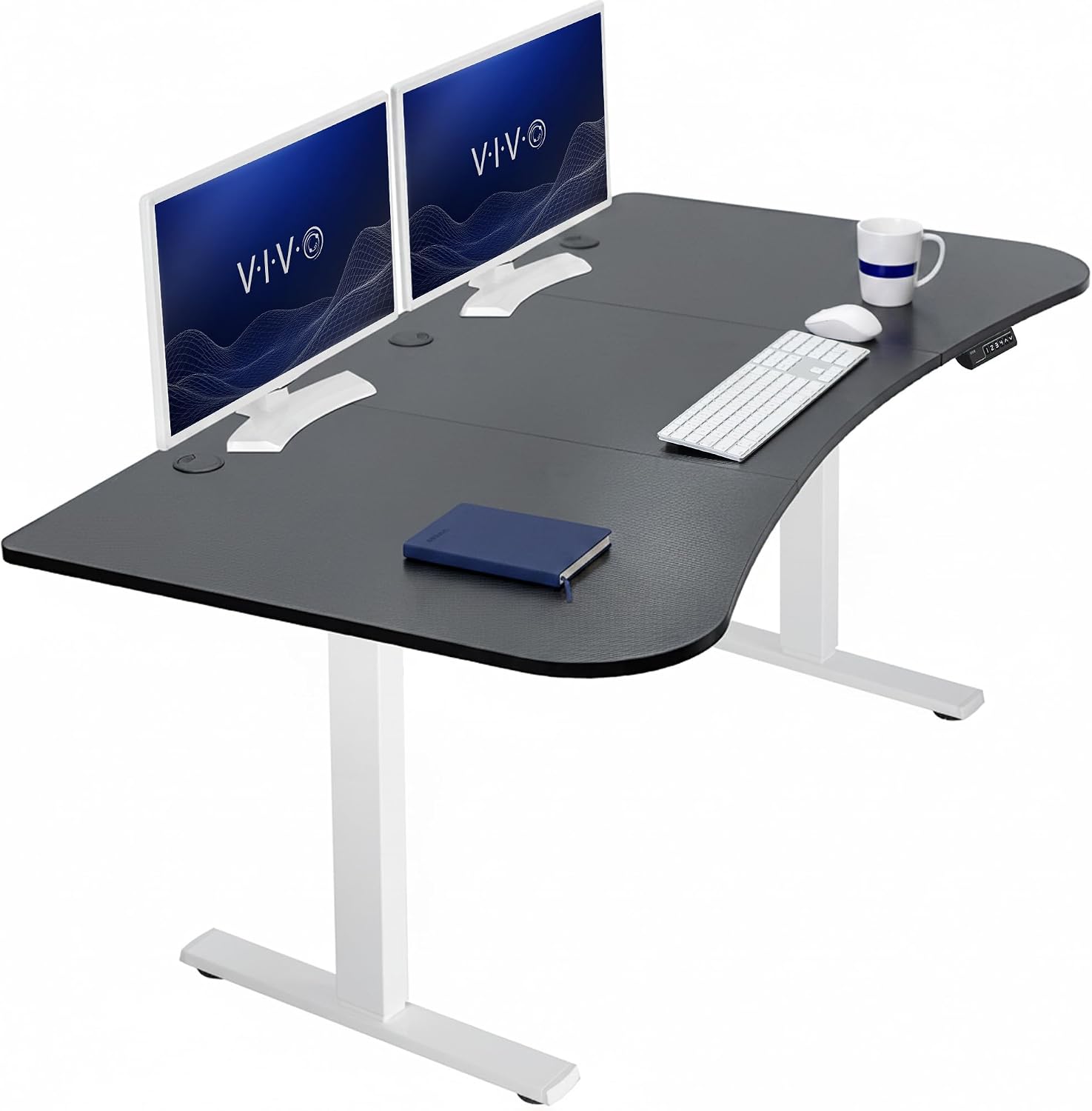 VIVO Electric 63 x 32 in Standing Desk, Memory Height Adjustment, 1B Series, Holds 220 lbs, Dark Walnut Top Black Frame, DESK-KIT-1B1D