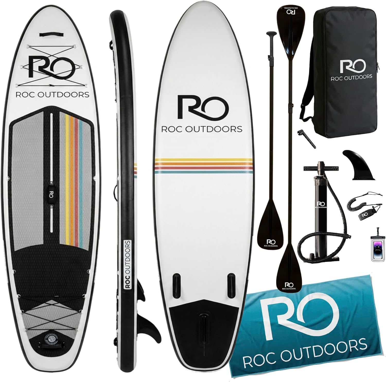 Roc Inflatable Stand Up Paddle Board 10' 6" with Premium SUP Paddle Board Accessories, Wide Stable Design, Non-Slip Comfort Deck for Youth and Adults
