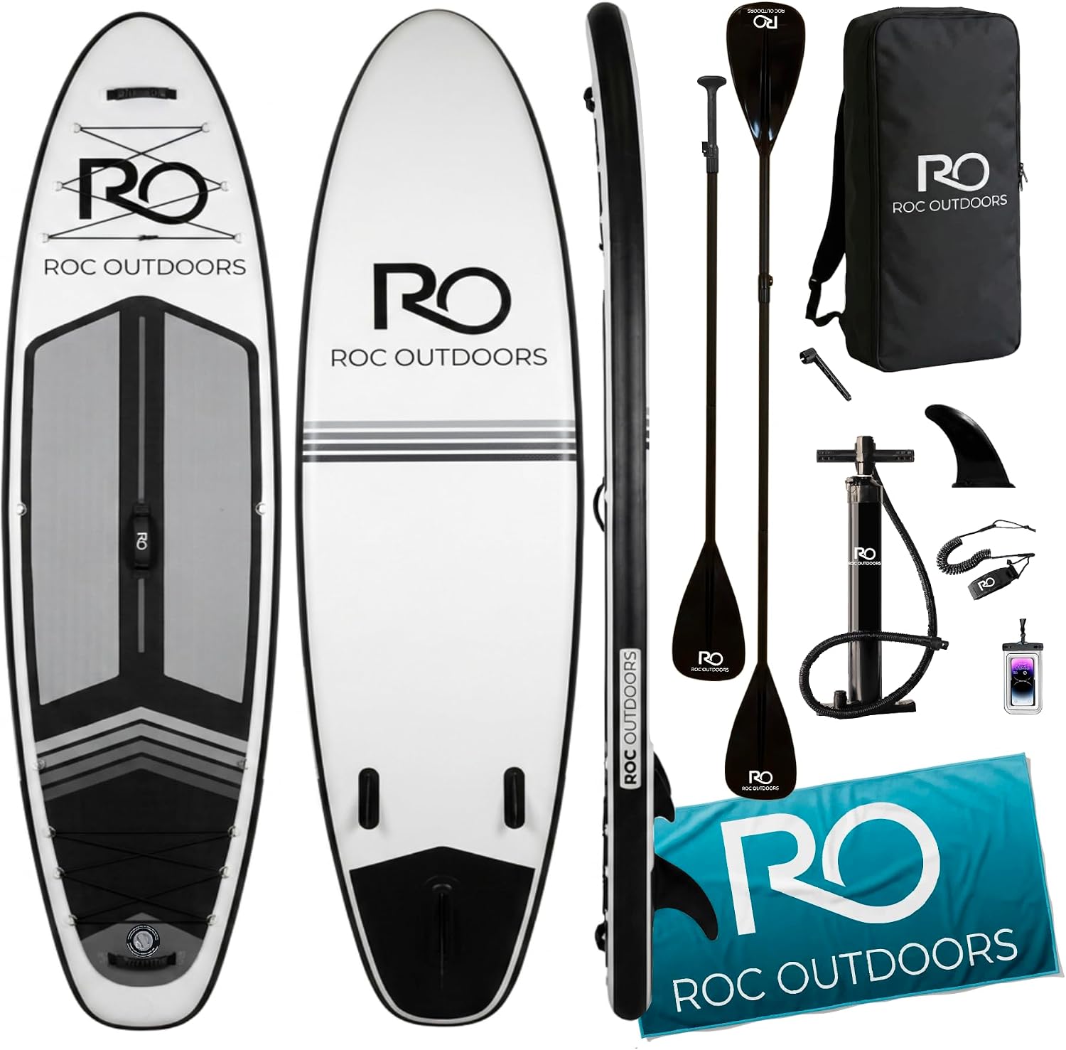 Roc Inflatable Stand Up Paddle Board 10' 6" with Premium SUP Paddle Board Accessories, Wide Stable Design, Non-Slip Comfort Deck for Youth and Adults