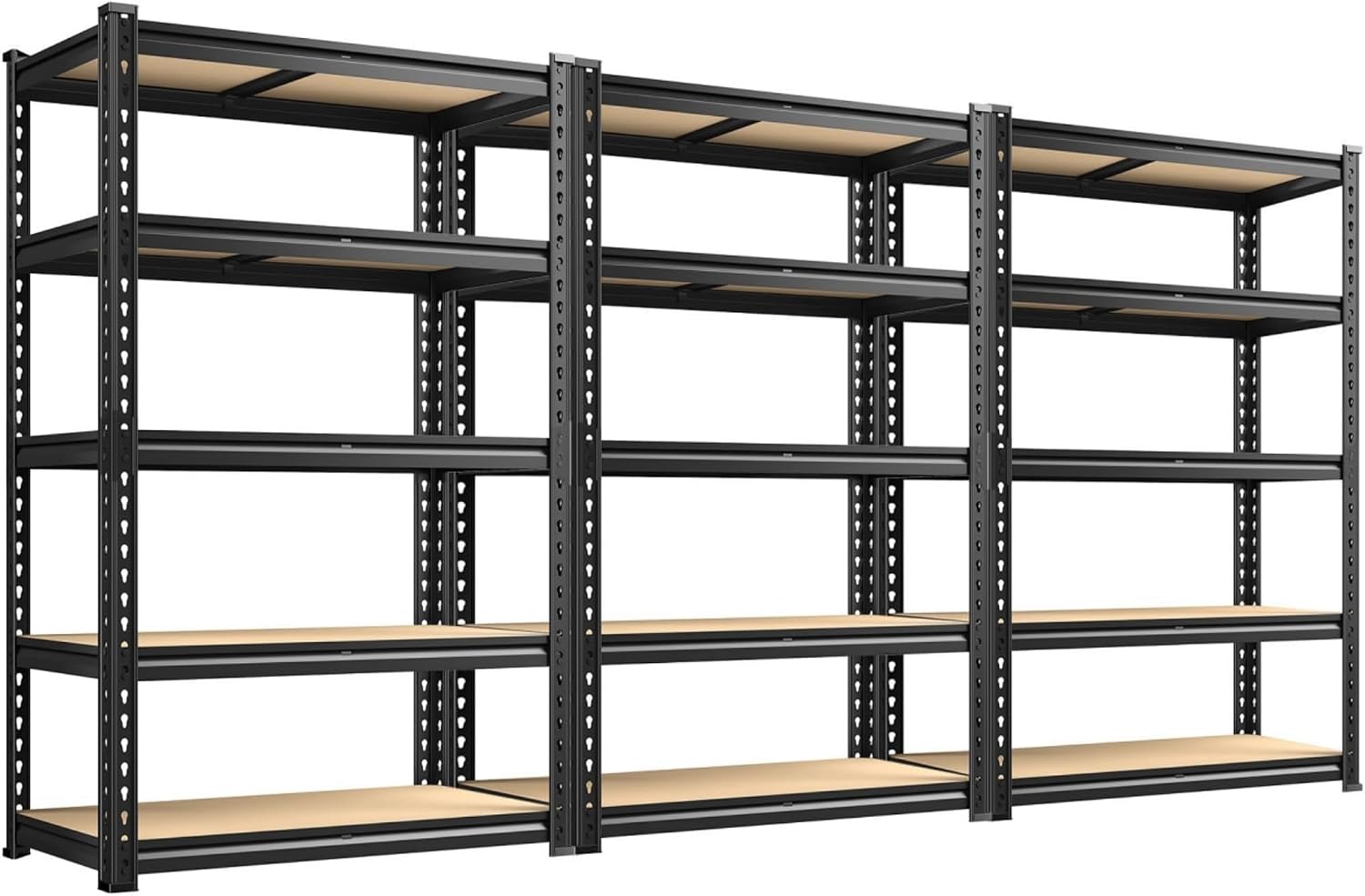 REIBII 5 Tier Garage Shelving for Pantry, Adjustable Storage Shelves, 35.5" W x 11.9" D x 72" H, Holds 2400 Lbs, 5 Reinforcing Ribs