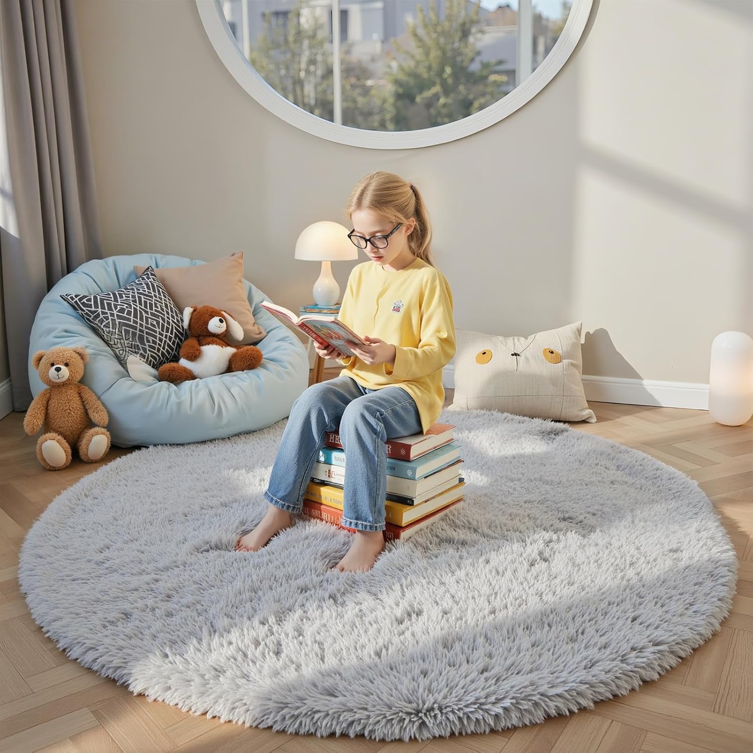 junhejiamei Area Rugs 9x12 Living Room, Large Area Rug Shaggy Carpet Soft Plush Furry Bedside Rug