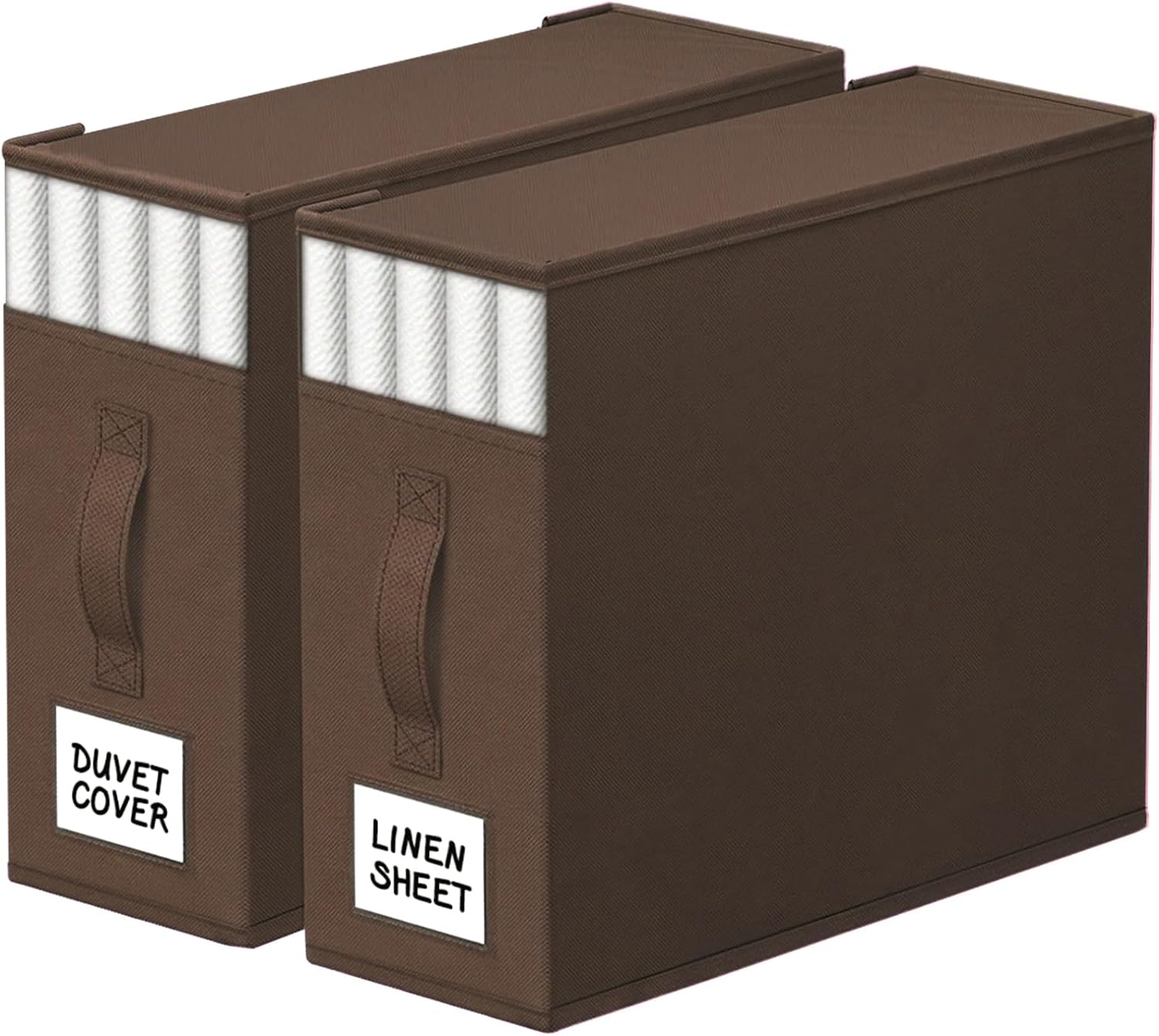StorageTastic 6 Pack Bed Sheet Closet Organizers and Storage, Sturdy Foldable Storage Containers with Window and Label
