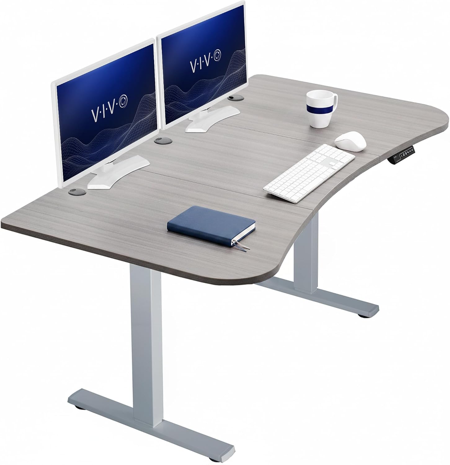VIVO Electric 63 x 32 in Standing Desk, Memory Height Adjustment, 1B Series, Holds 220 lbs, Dark Walnut Top Black Frame, DESK-KIT-1B1D