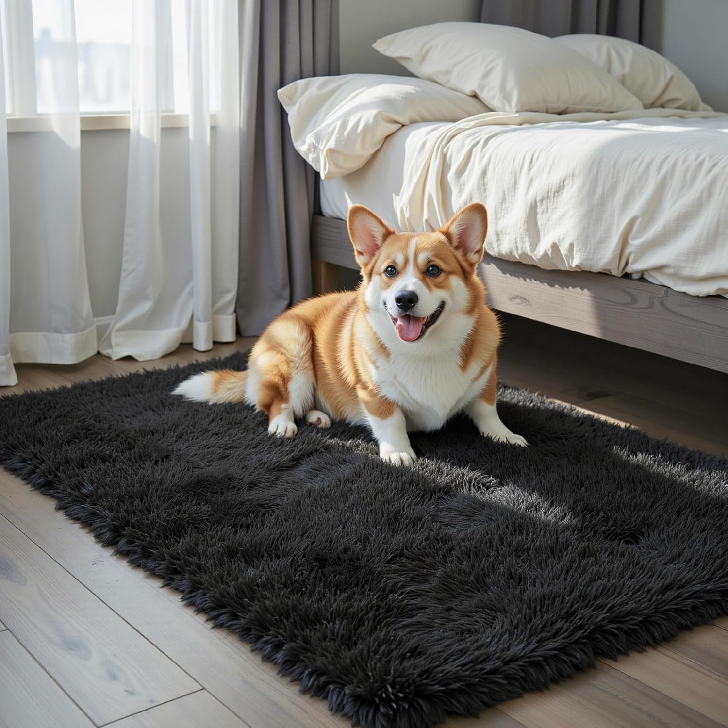 junhejiamei Area Rugs 9x12 Living Room, Large Area Rug Shaggy Carpet Soft Plush Furry Bedside Rug