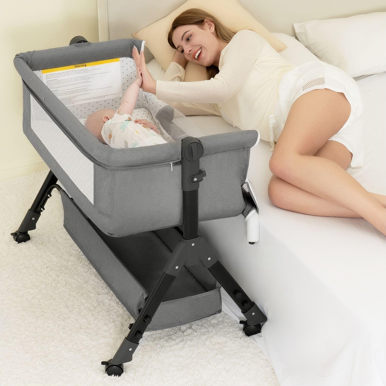 BCOL Baby Bassinet, Bedside Bassinet for Baby, 3 in 1 Bassinet Bedside Sleeper with Wheels, Mosquito Net