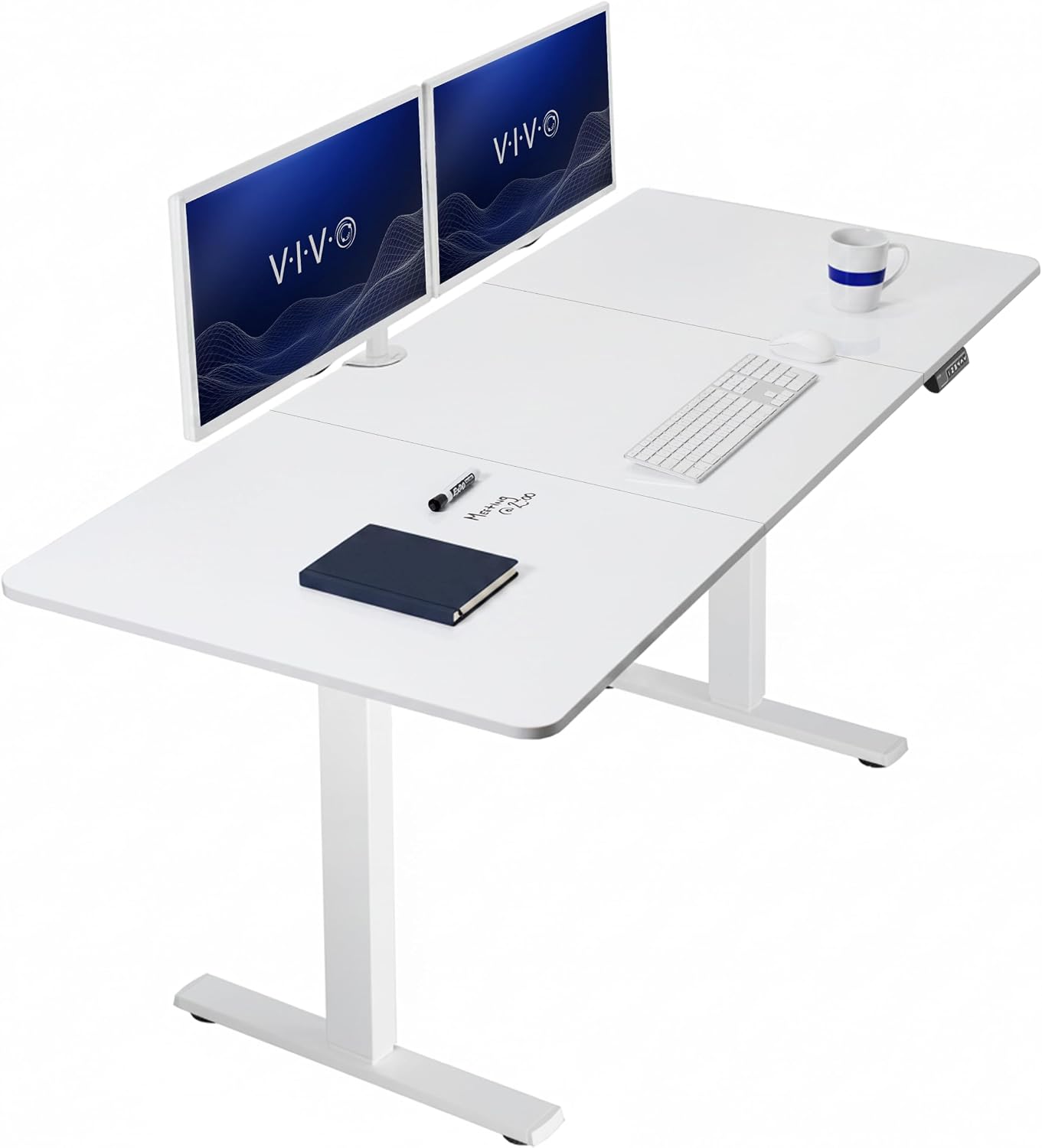 VIVO Electric 63 x 32 in Standing Desk, Memory Height Adjustment, 1B Series, Holds 220 lbs, Dark Walnut Top Black Frame, DESK-KIT-1B1D