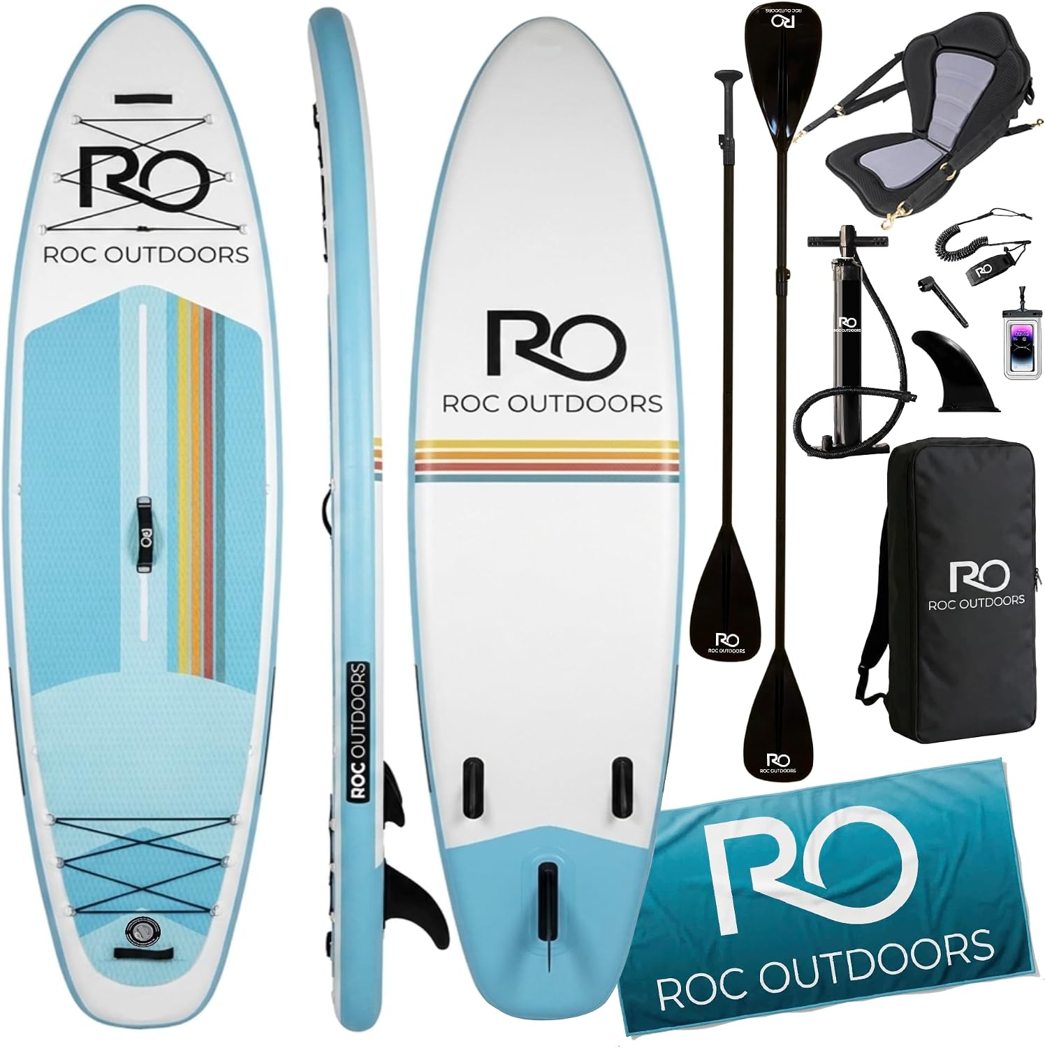 Roc Inflatable Stand Up Paddle Board 10' 6" with Premium SUP Paddle Board Accessories, Wide Stable Design, Non-Slip Comfort Deck for Youth and Adults