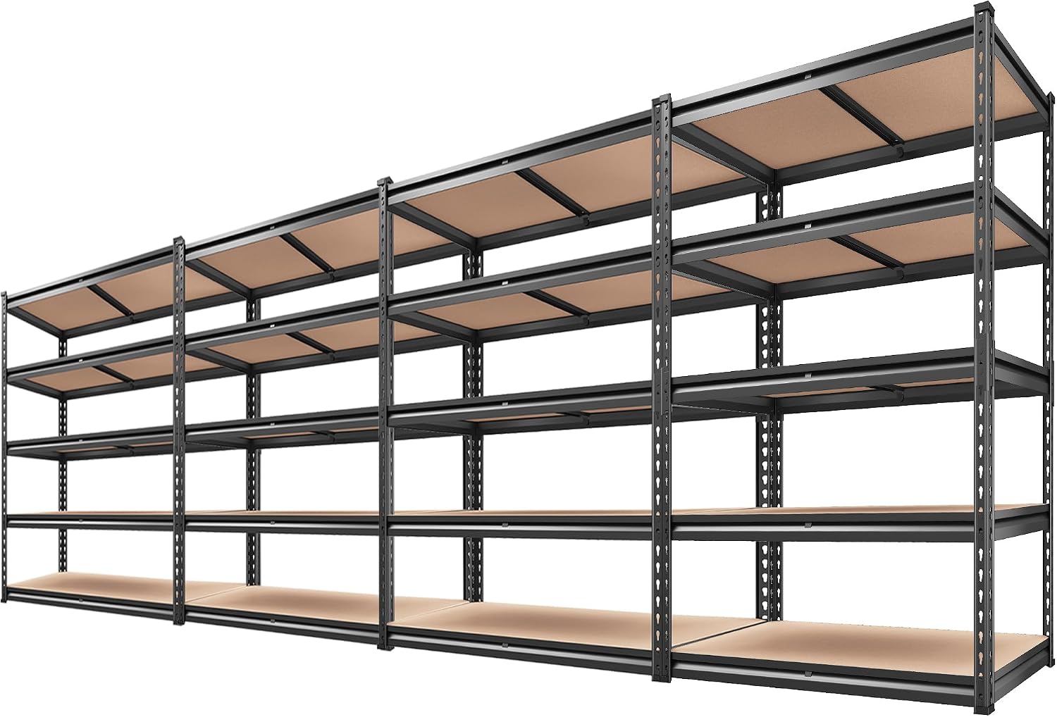 REIBII 2500LBS Garage Shelving, 40"W Rust-Proof Storage Shelves For Basement, 5-Tier Metal Shelving, Waterproof, Adjustable Pantry Shelves