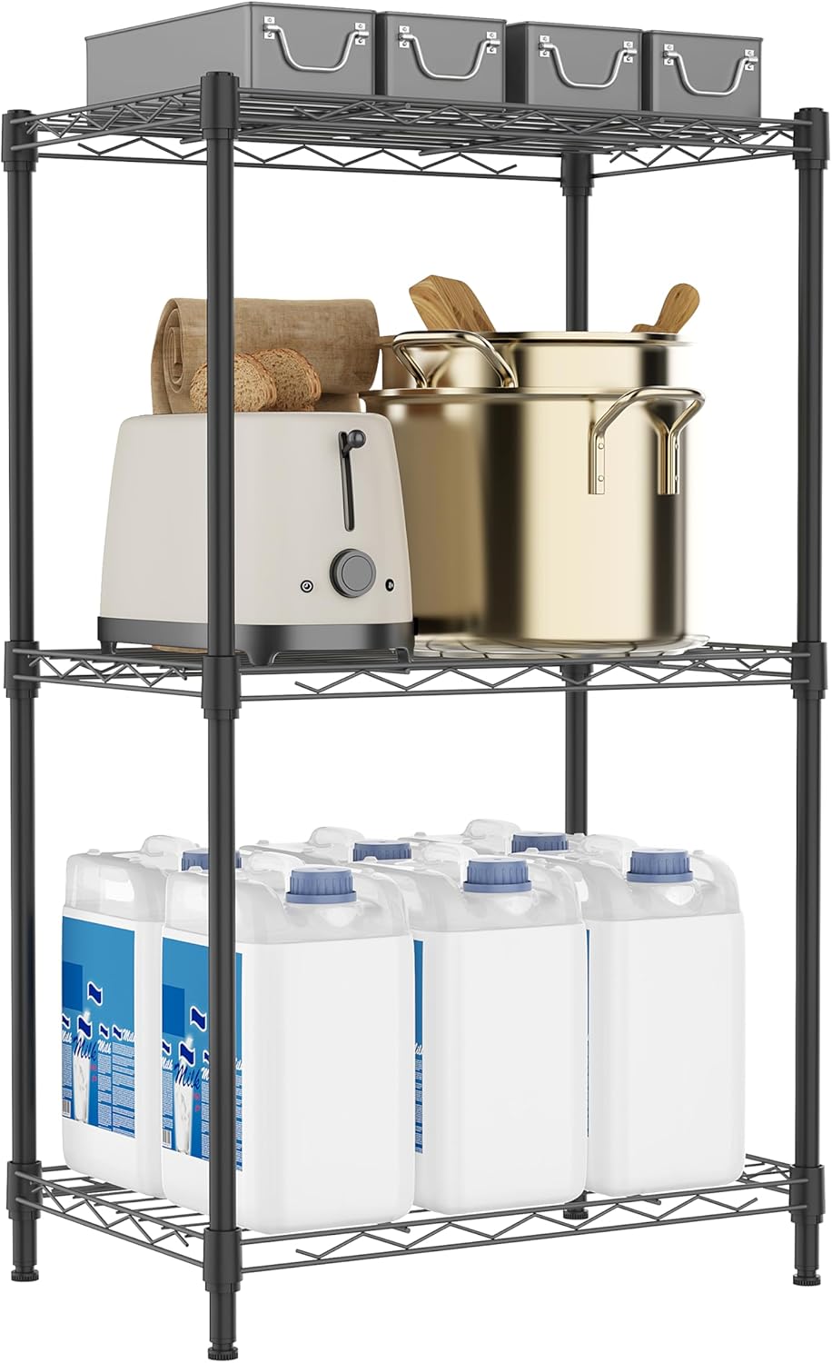M MZG 5-Shelf Storage Shelves, Wire Shelving Heavy Duty Metal Storage Shelving Unit Adjustable Garage Shelving Rack Pantry Kitchen (Chrome, 5 Tier