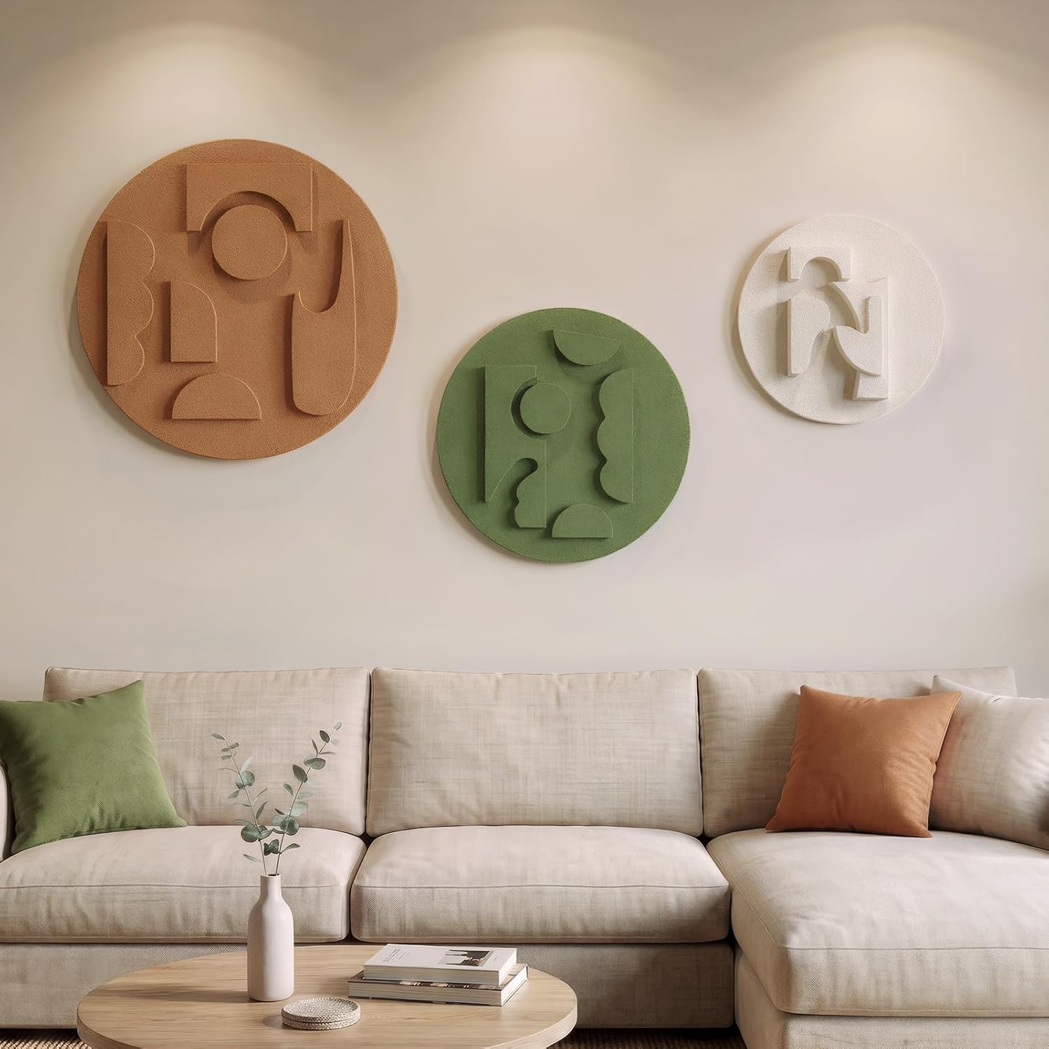 Large 3D Textured Framed Boho Modern Neutral Abstract Wall Art for Living Room, 3 Piece Black White Brown Paintings Artwork for Walls